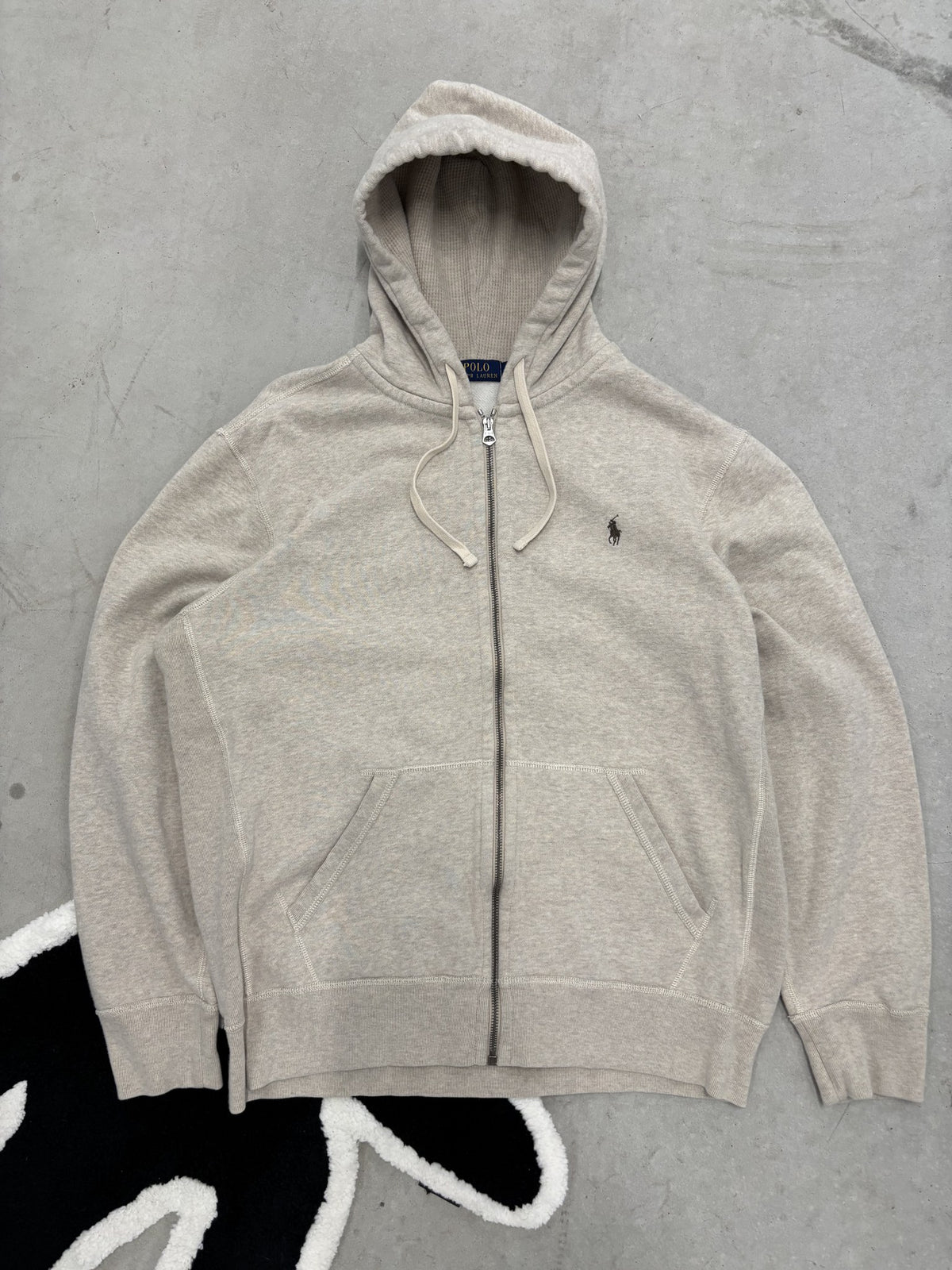 Polo Ralph Lauren Oatmeal Zip Hoodie Sz Large