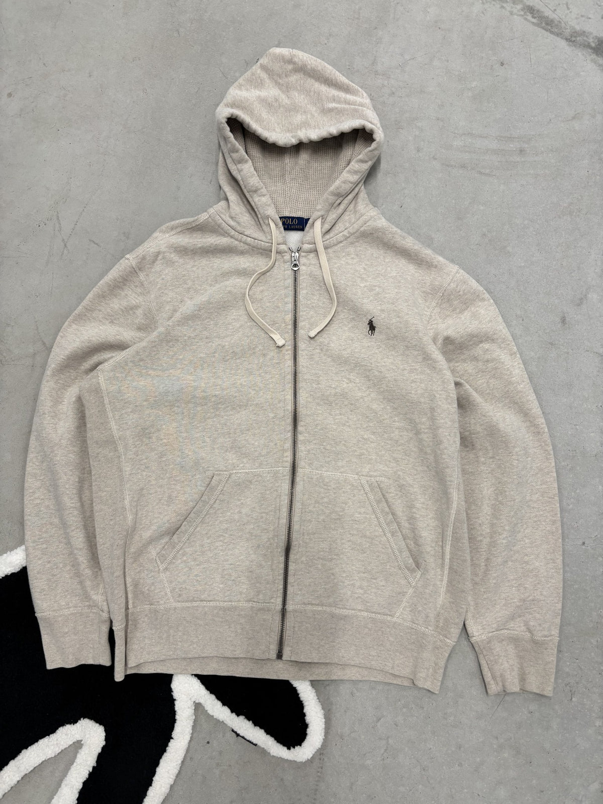Polo Ralph Lauren Oatmeal Zip Hoodie Sz Large