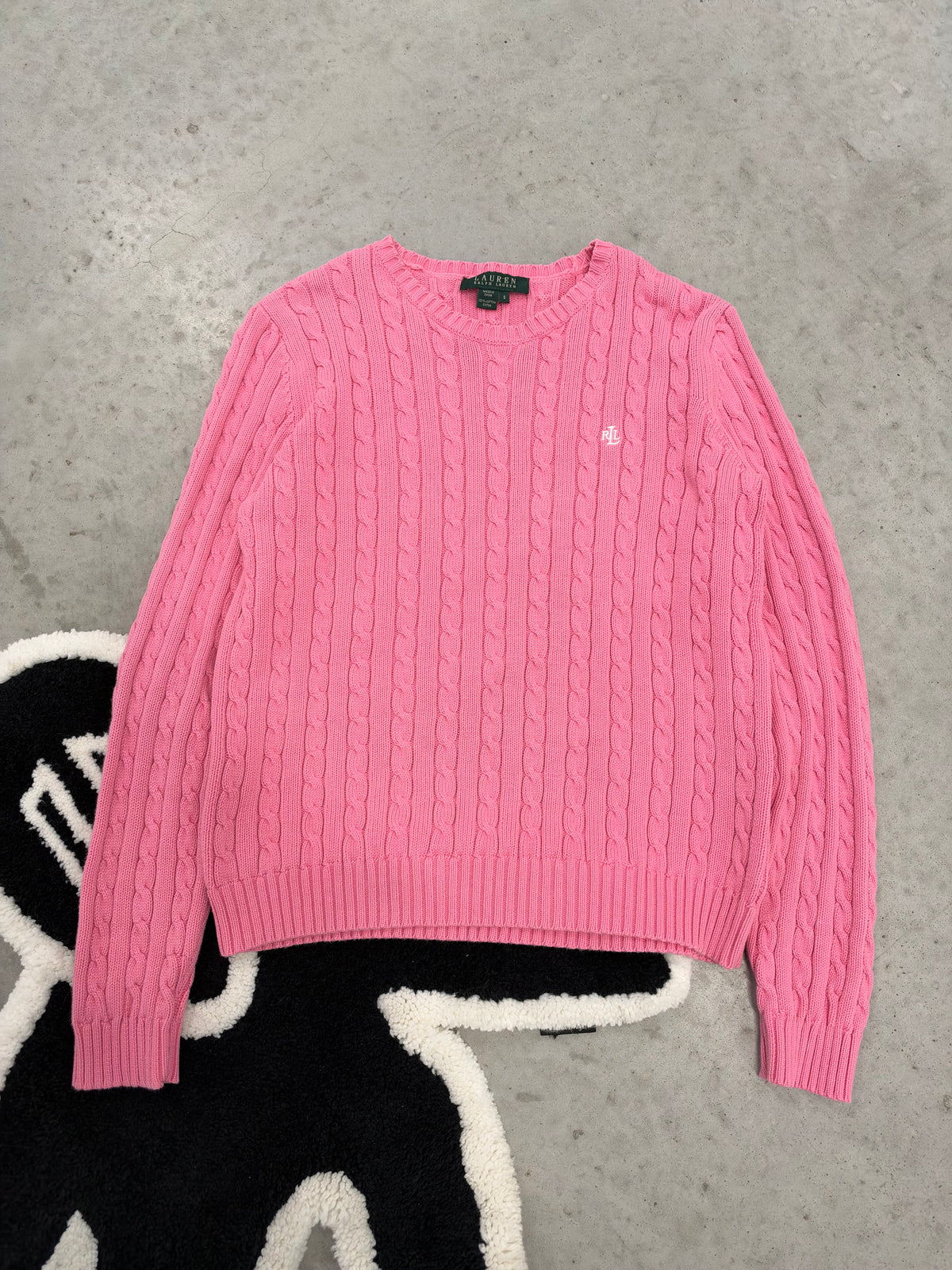 Lauren Ralph Lauren Pink Cable Knit Sweater Sz Small (Day 34)