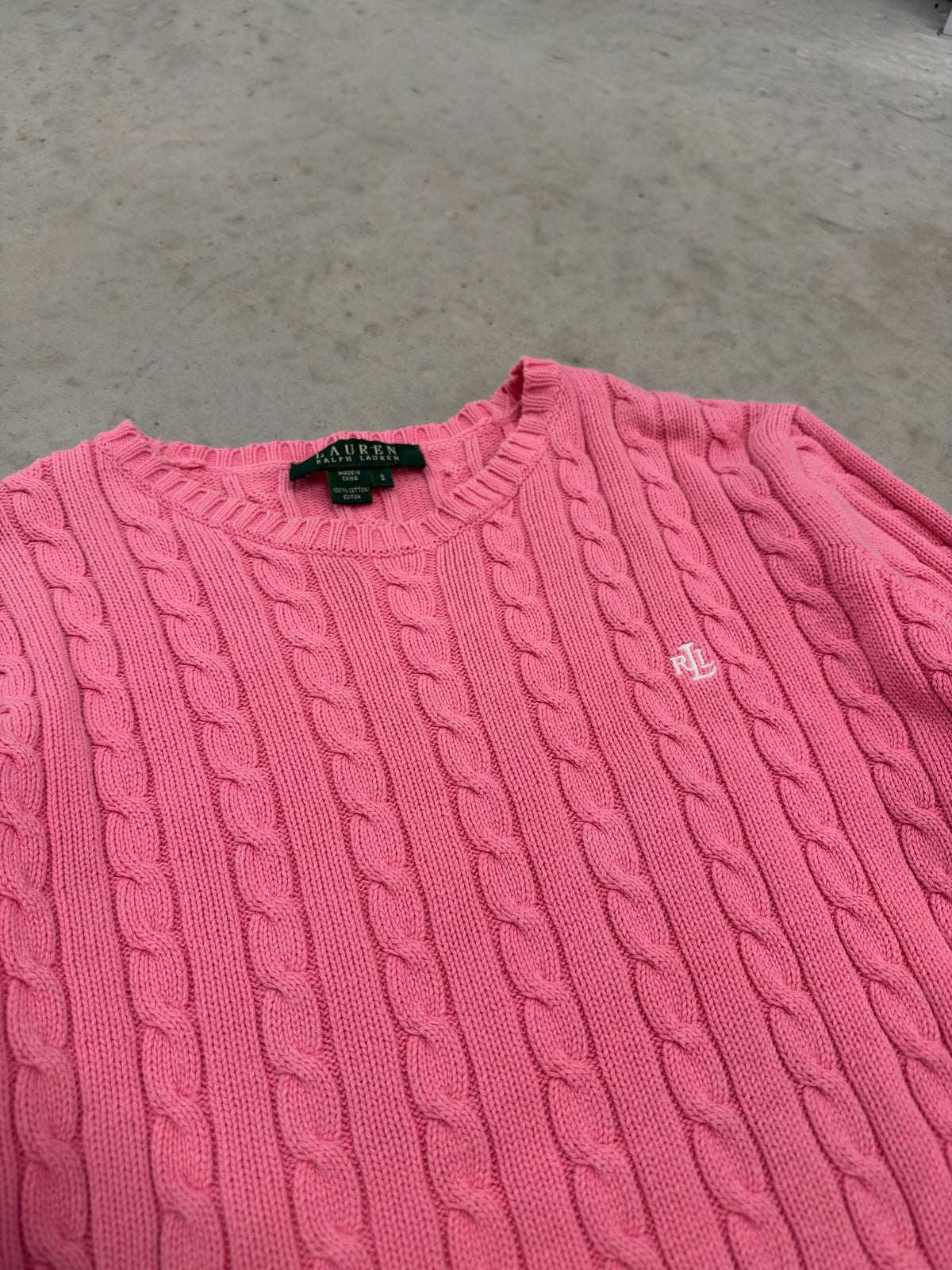 Lauren Ralph Lauren Pink Cable Knit Sweater Sz Small (Day 34)