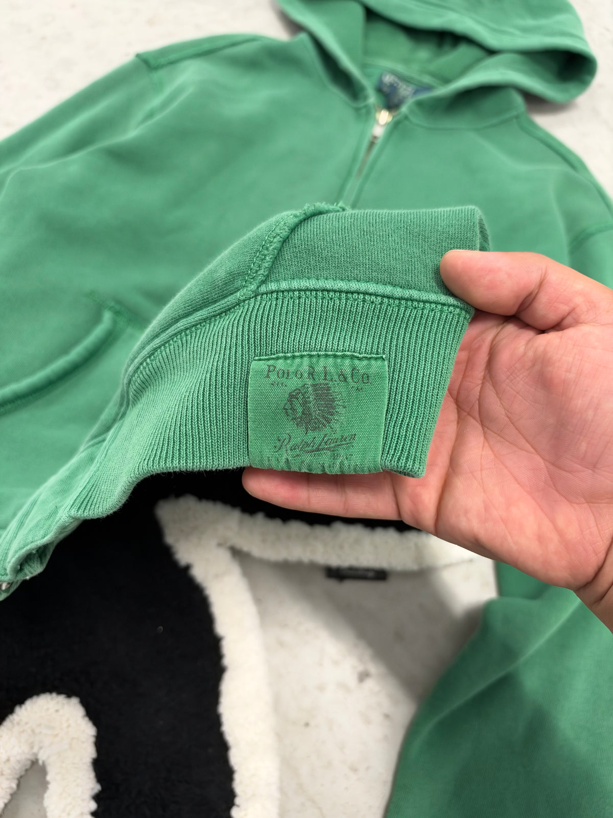 Polo Ralph Lauren Green Zip Hoodie Sz Small (Day 37)