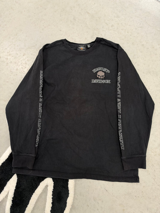 Harley Davidson Willie G Skull Long Sleeve Shirt Black 2XL Mens Graphic Tee (Day 38)