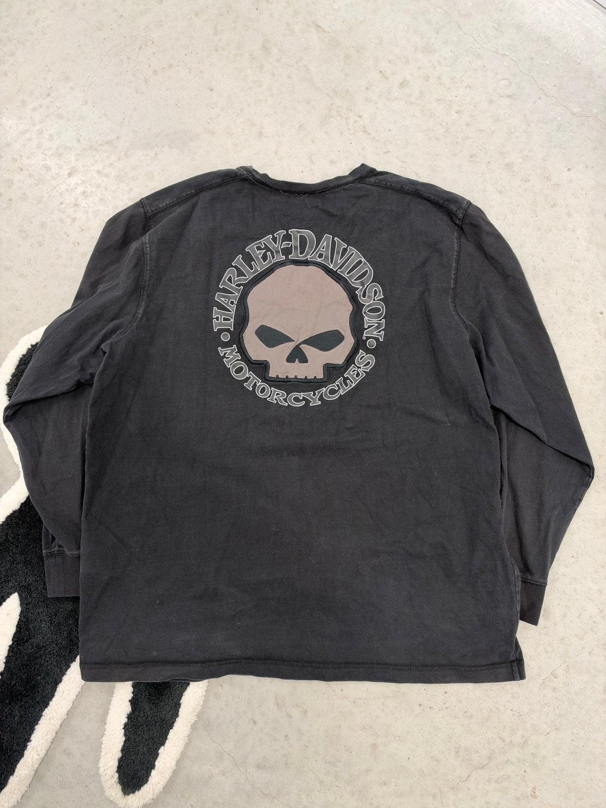 Harley Davidson Willie G Skull Long Sleeve Shirt Black 2XL Mens Graphic Tee (Day 38)