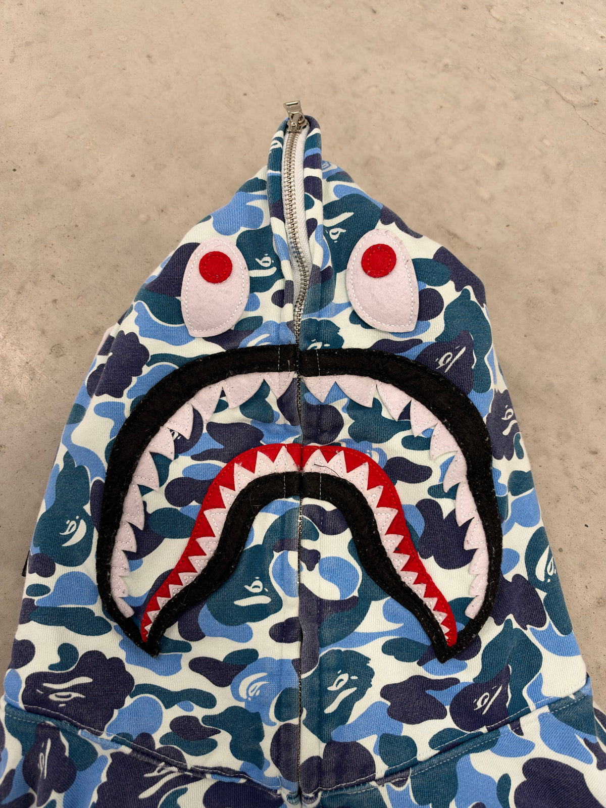 BAPE A Bathing Ape Blue ABC Camo Shark Full Zip Hoodie WGM Small (Day 38)