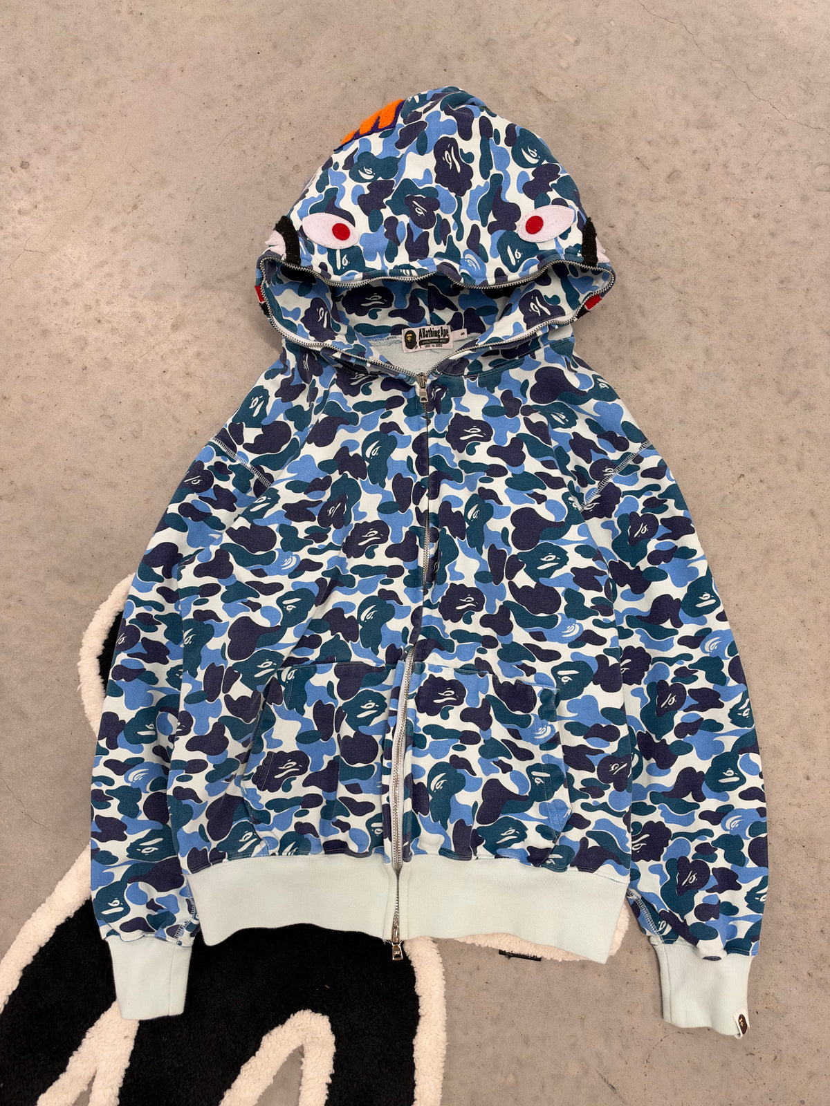 BAPE A Bathing Ape Blue ABC Camo Shark Full Zip Hoodie WGM Small (Day 38)