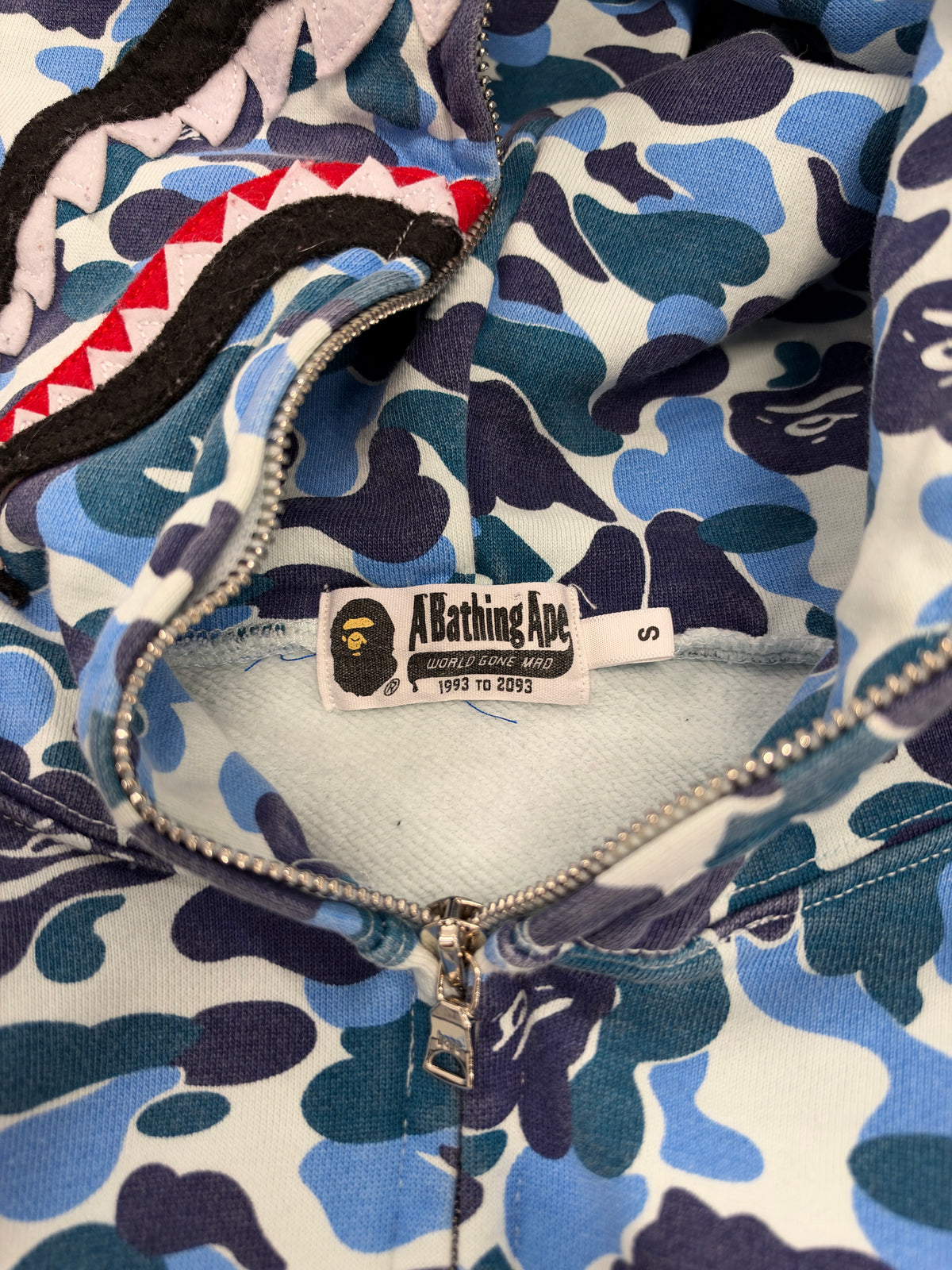 BAPE A Bathing Ape Blue ABC Camo Shark Full Zip Hoodie WGM Small (Day 38)