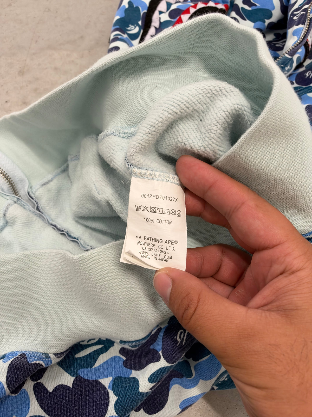 BAPE A Bathing Ape Blue ABC Camo Shark Full Zip Hoodie WGM Small (Day 38)