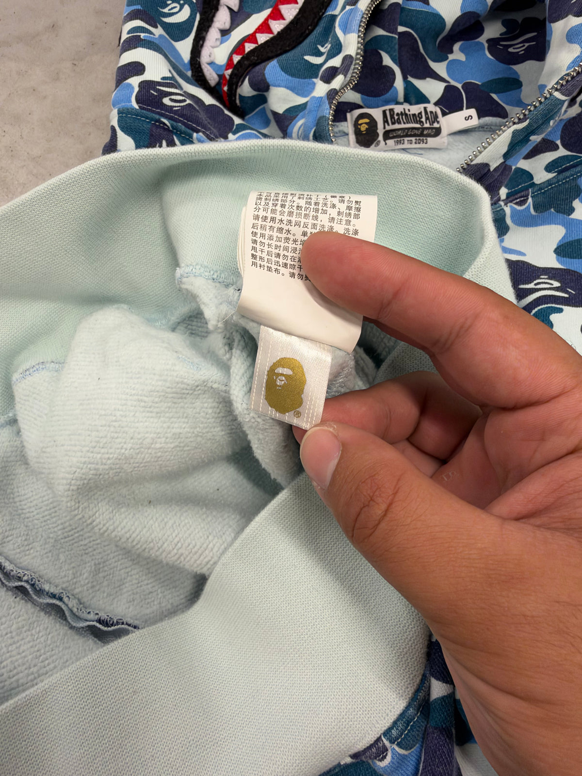 BAPE A Bathing Ape Blue ABC Camo Shark Full Zip Hoodie WGM Small (Day 38)