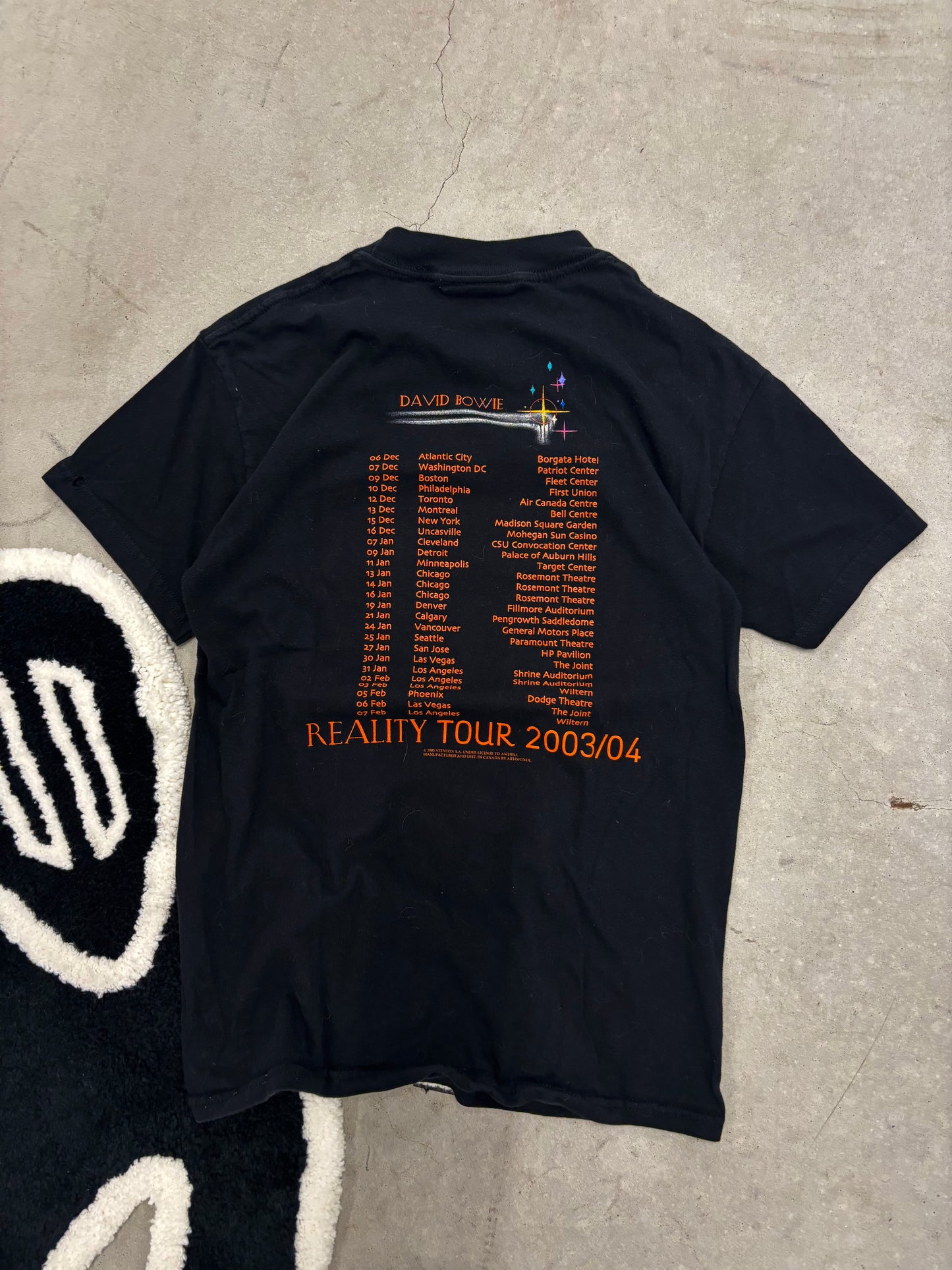 David Bowie Reality Tour 2003/04 Tee Sz Small (Day 6)