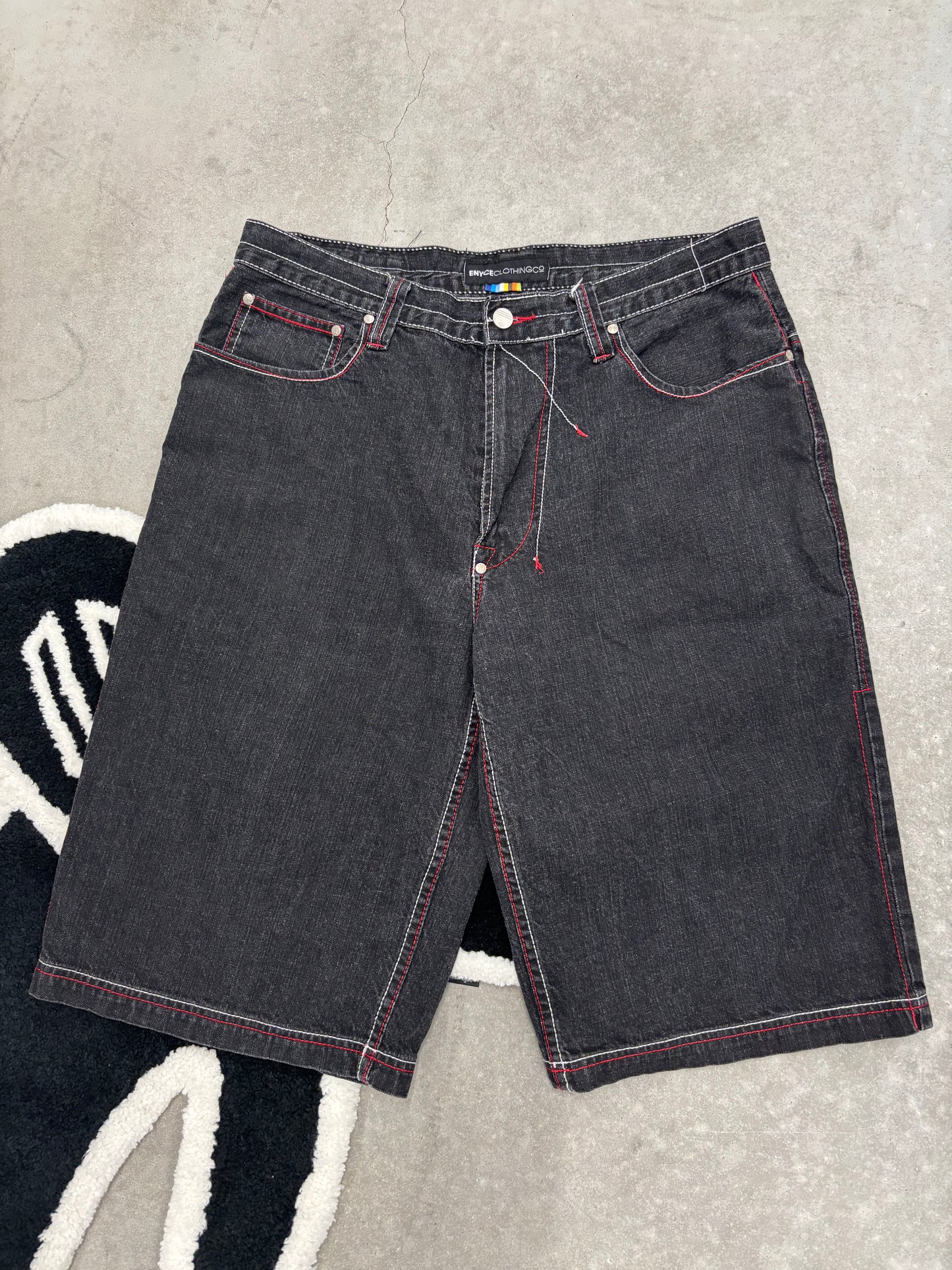 Vintage Enyce Black Denim Jorts Sz 36