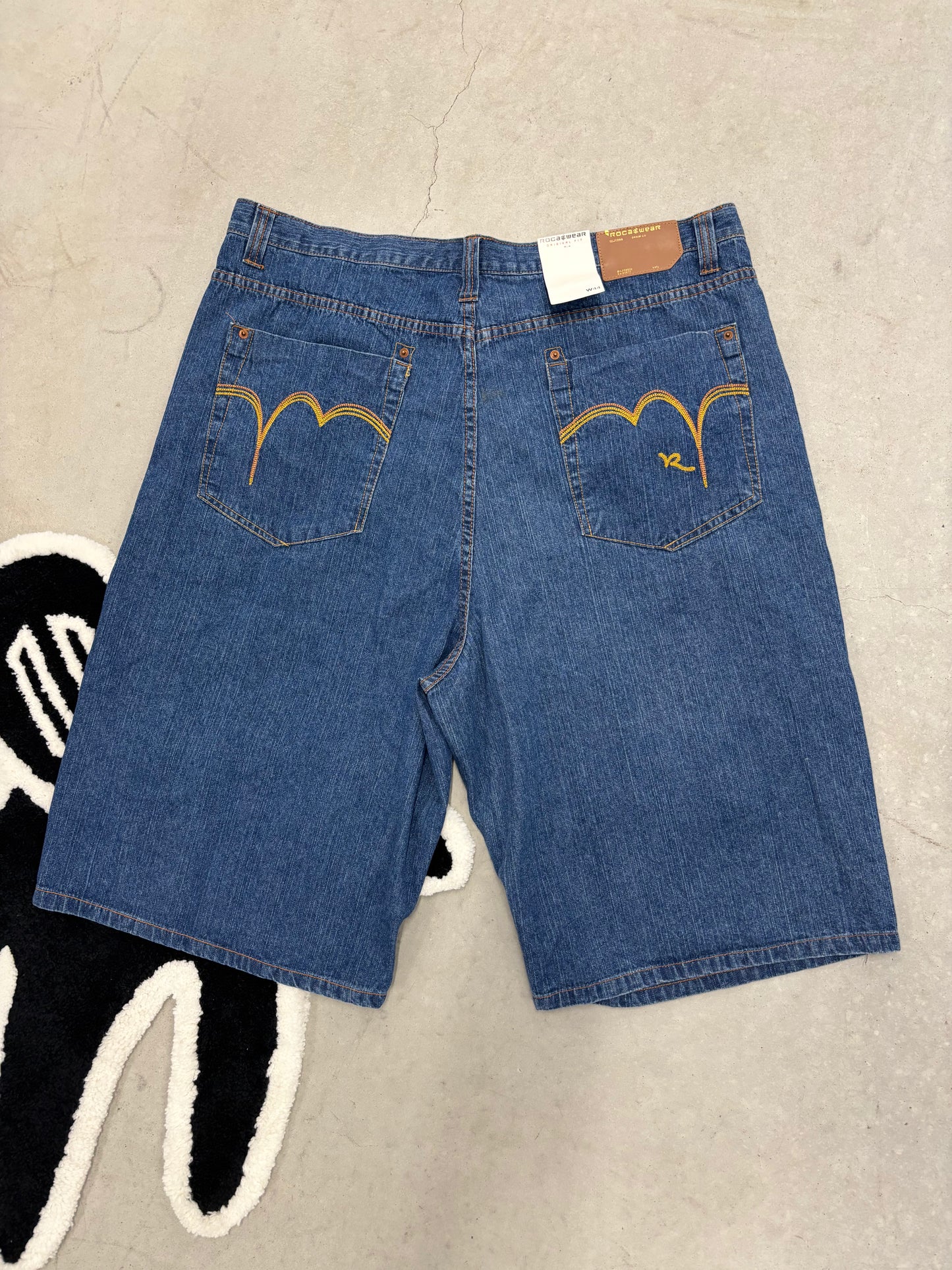 Vintage Rocawear Gold Embroidered Jorts Sz 42