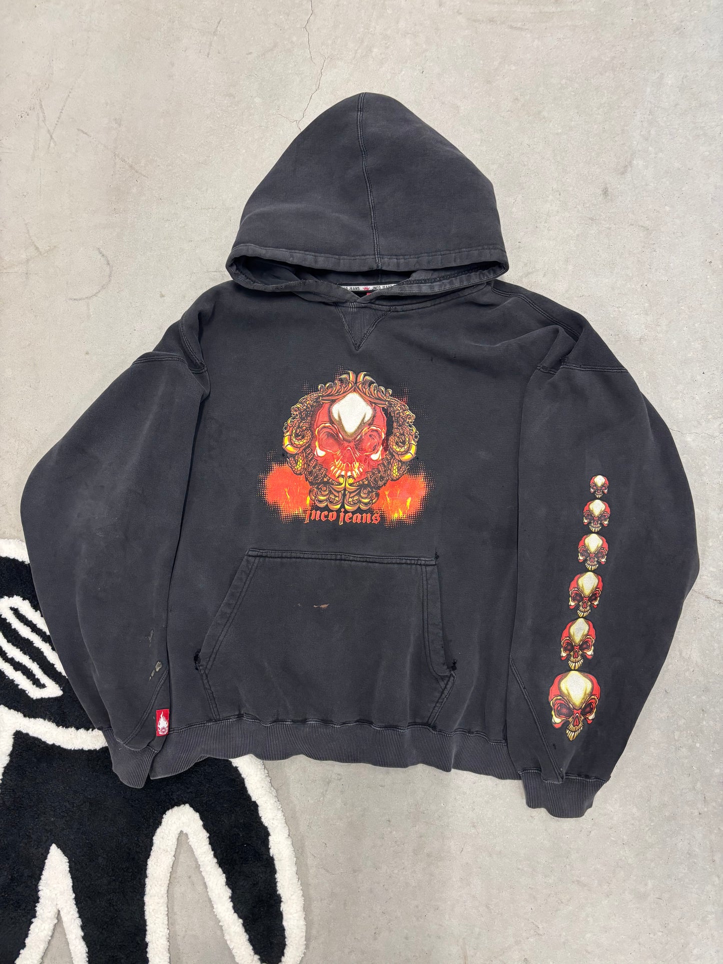 Vintage JNCO Faded Flame Hoodie Sz XXLarge