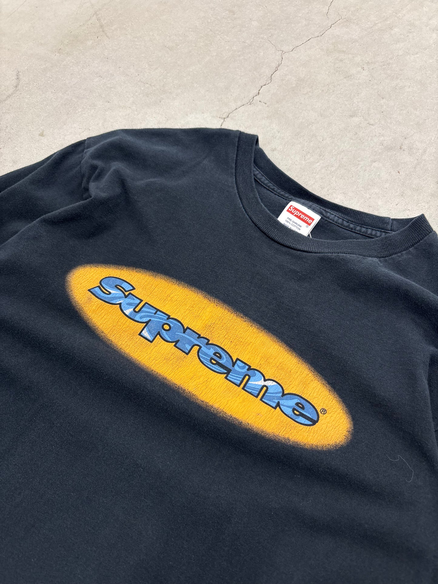 Supreme Oval Logo Long Sleeve Tee Black Sz Large