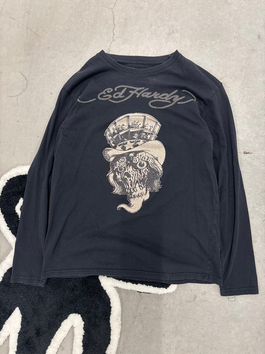 Ed Hardy Long Sleeve Tee Black Sz Large
