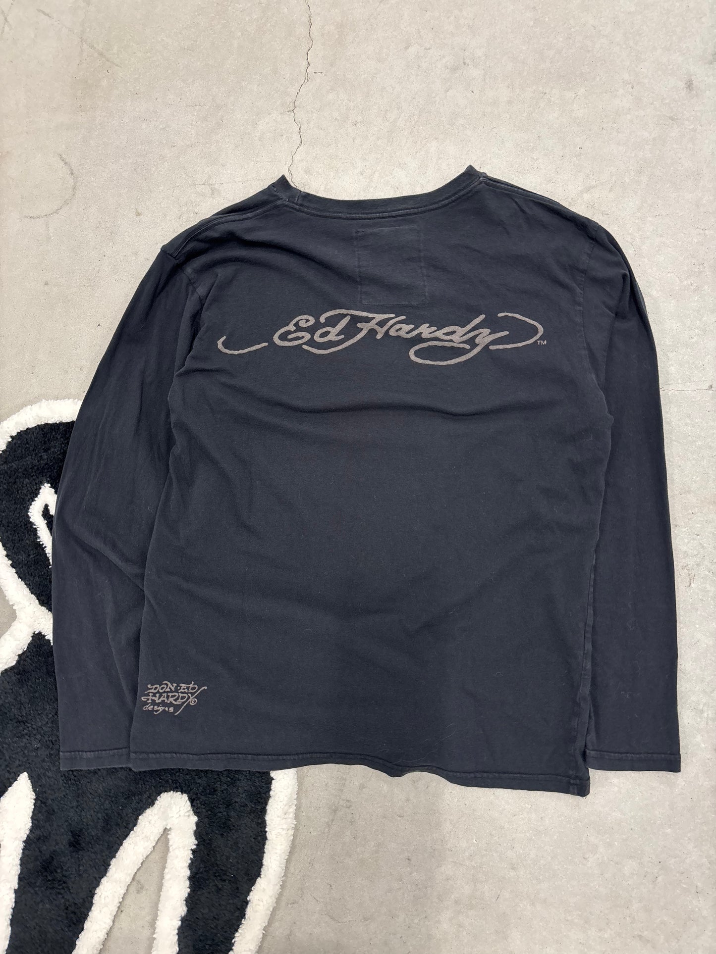 Ed Hardy Long Sleeve Tee Black Sz Large