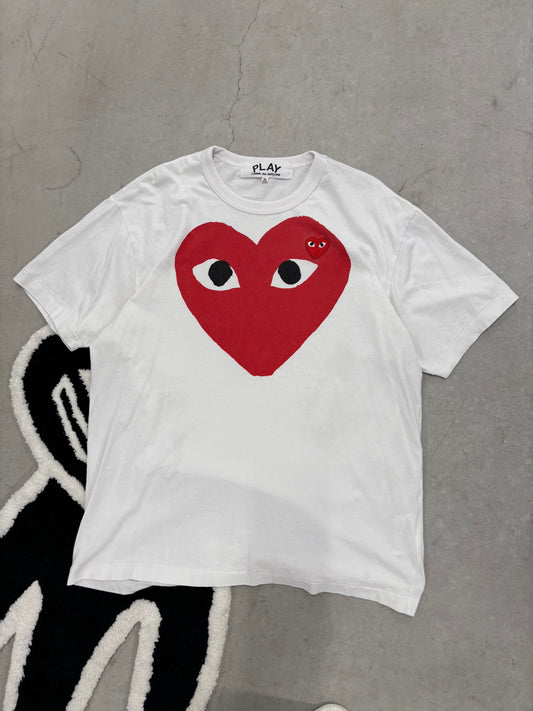 Comme Des Garcons Play Big Heart Tee White Sz XL