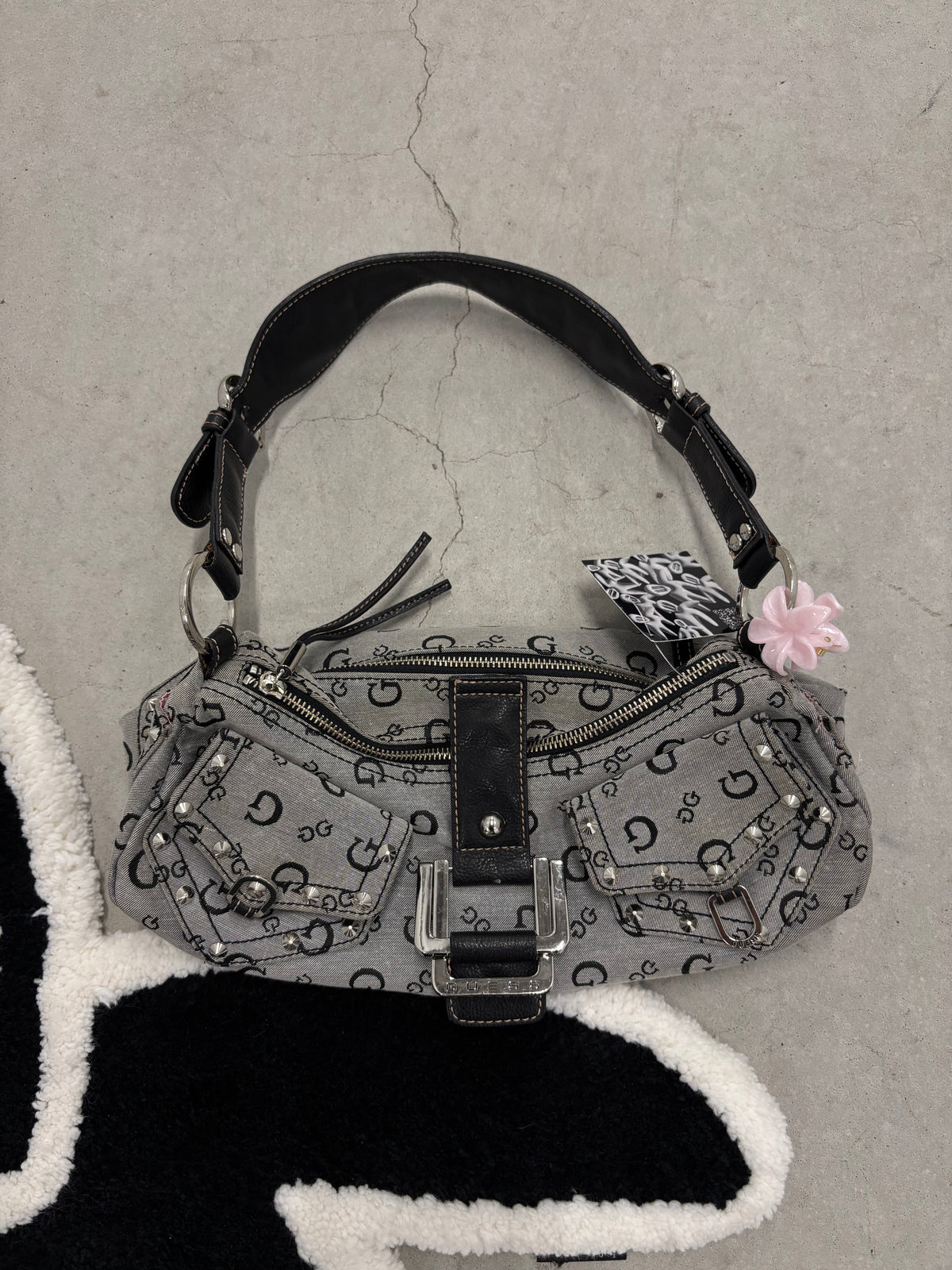 Guess Y2K Monogram Shoulder Bag Grey