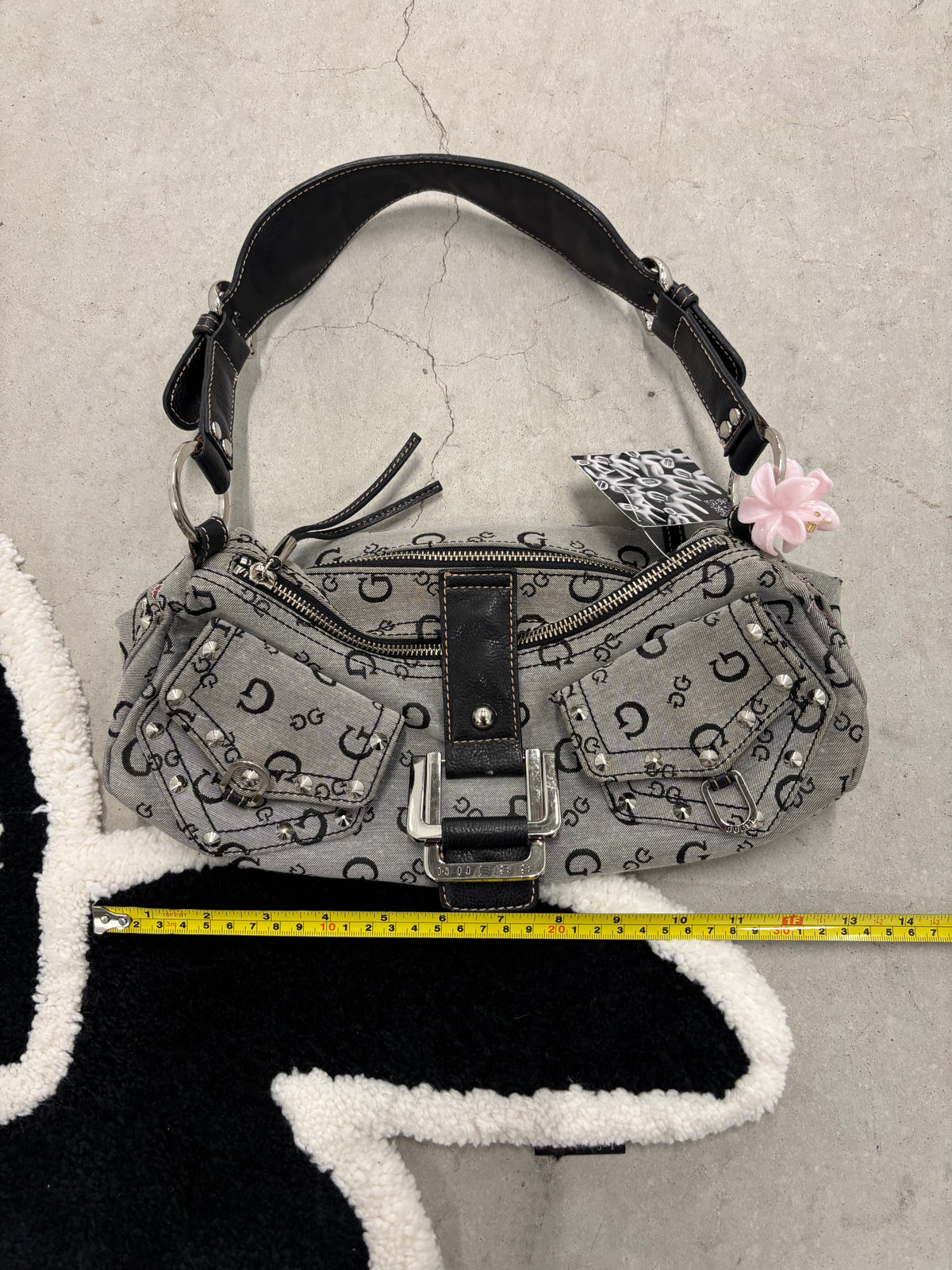 Guess Y2K Monogram Shoulder Bag Grey