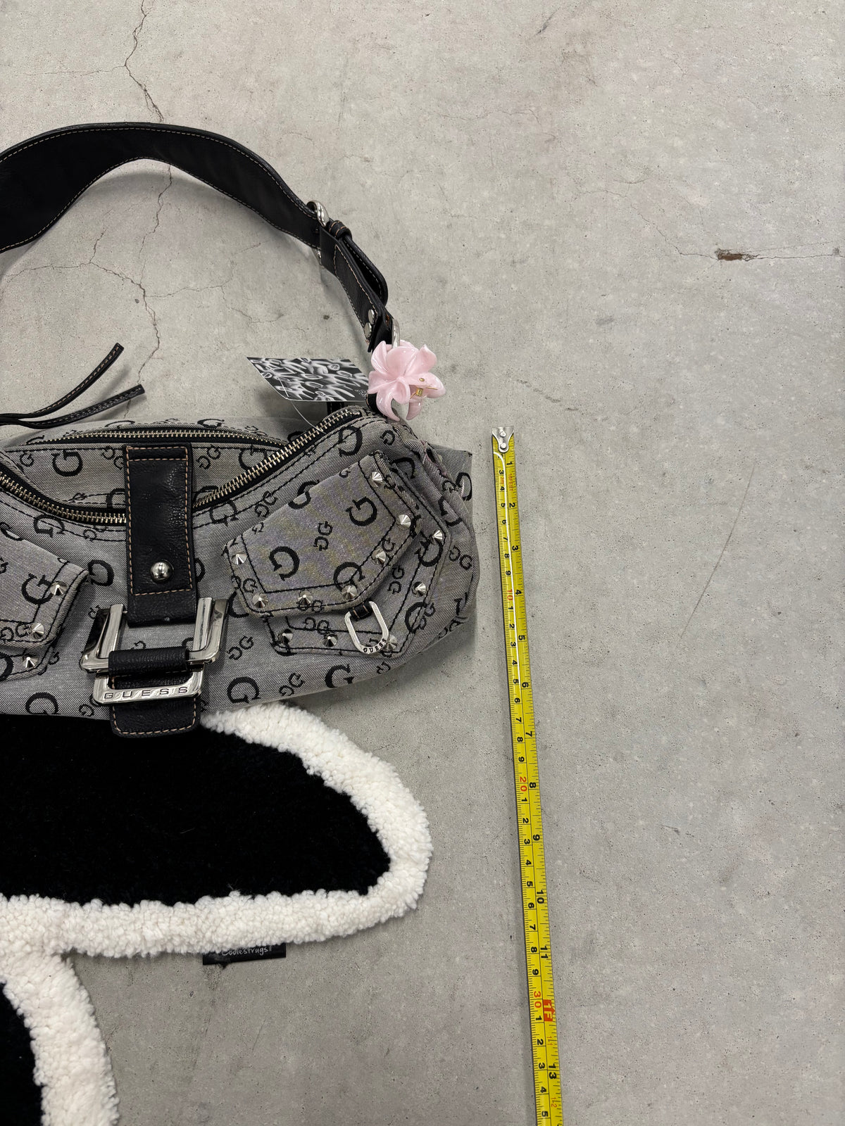 Guess Y2K Monogram Shoulder Bag Grey