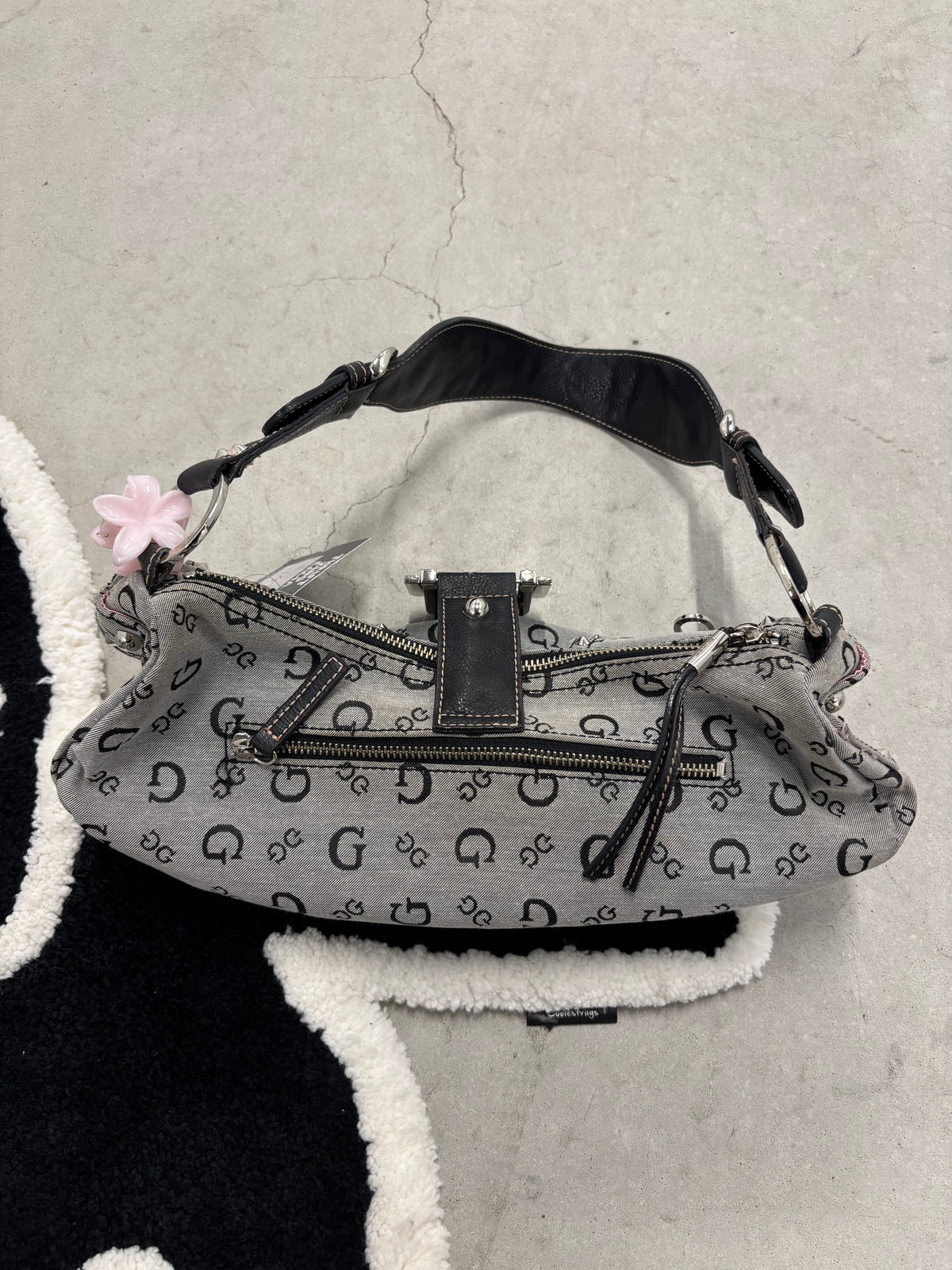 Guess Y2K Monogram Shoulder Bag Grey