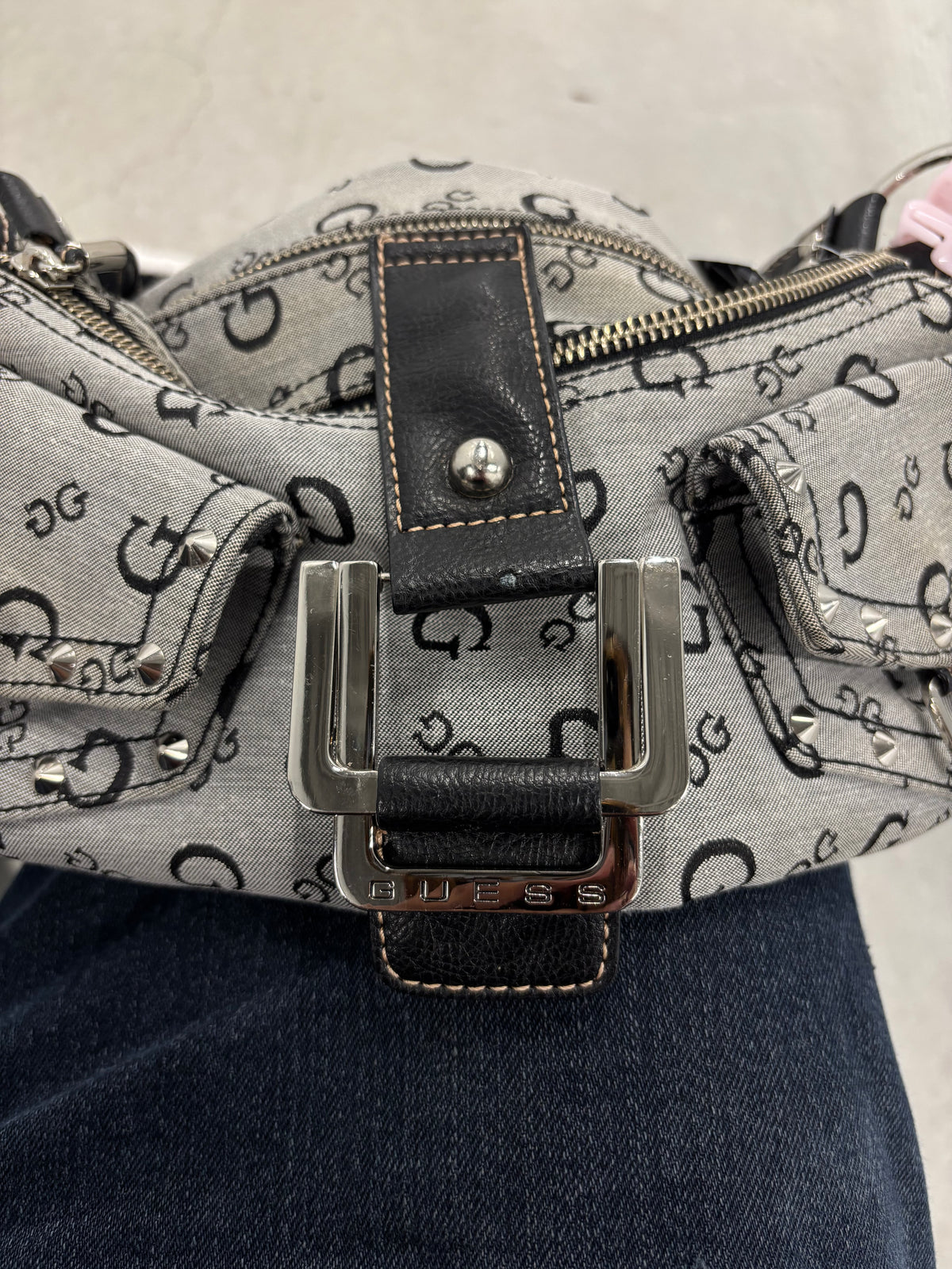 Guess Y2K Monogram Shoulder Bag Grey