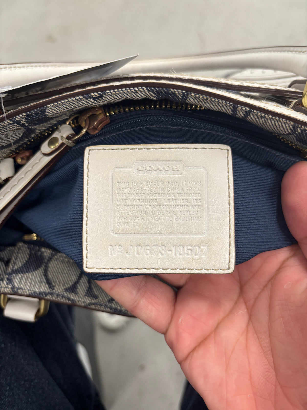 Coach Hampton Signature Jacquard Shoulder Bag Navy And White