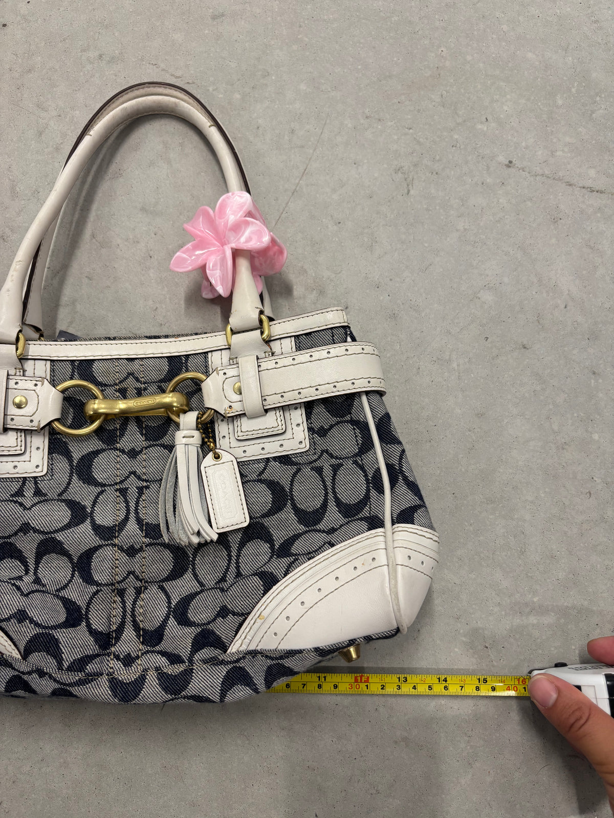 Coach Hampton Signature Jacquard Shoulder Bag Navy And White