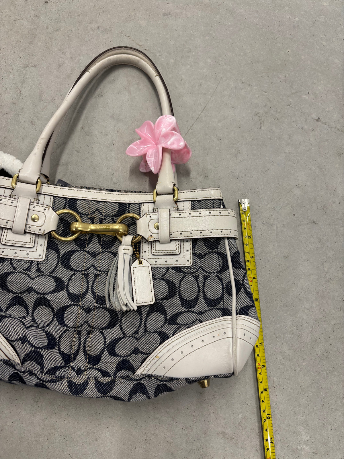 Coach Hampton Signature Jacquard Shoulder Bag Navy And White