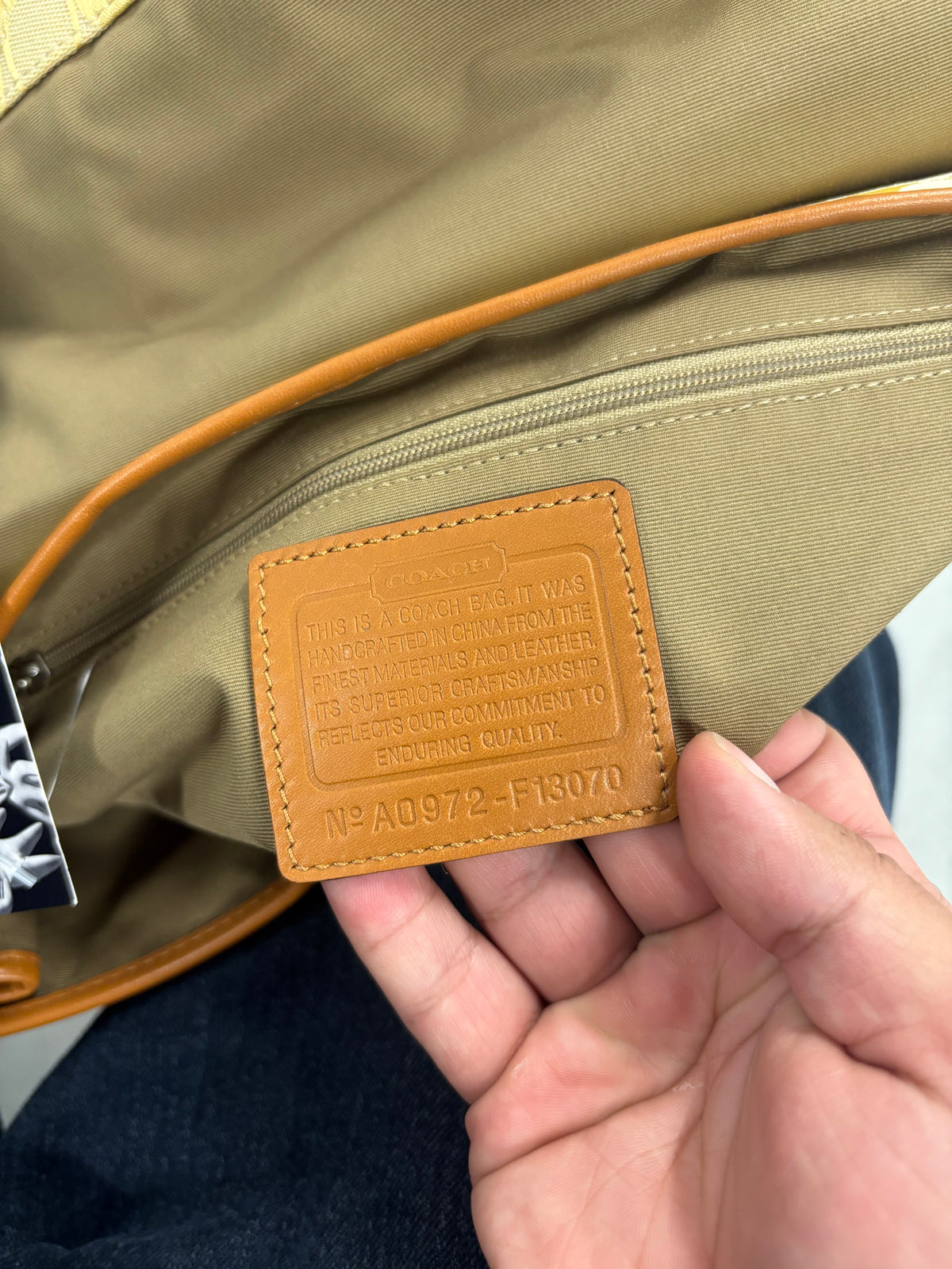 Coach Hamptons Signature Jacquard Shoulder Bag Yellow And Tan