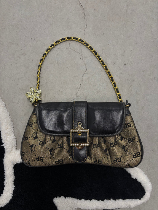 Y2K Baby Phat Monogram Chain Bag Gold And Black