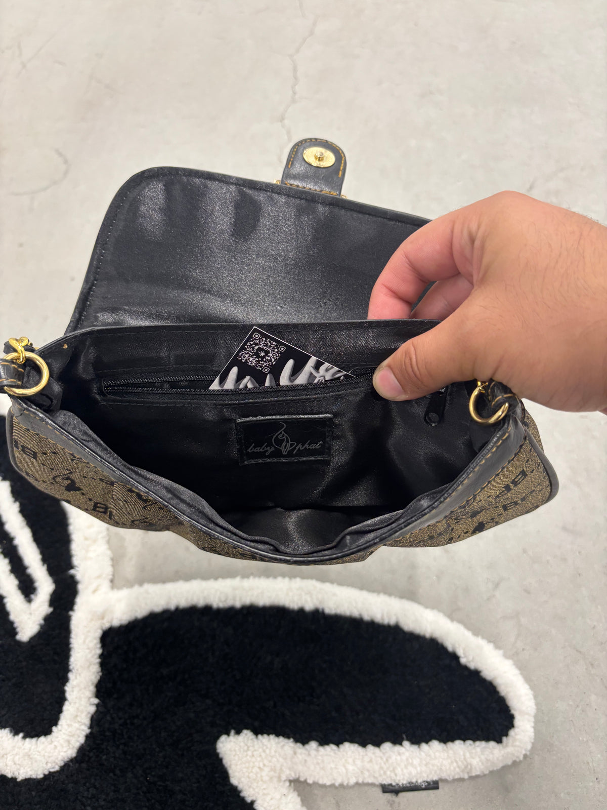 Y2K Baby Phat Monogram Chain Bag Gold And Black