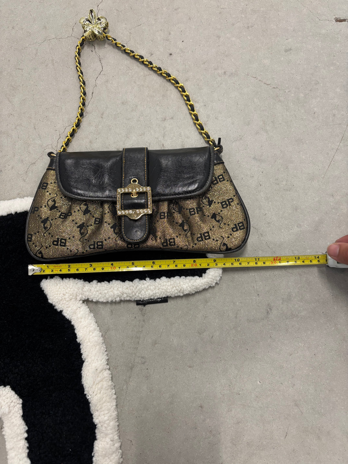 Y2K Baby Phat Monogram Chain Bag Gold And Black