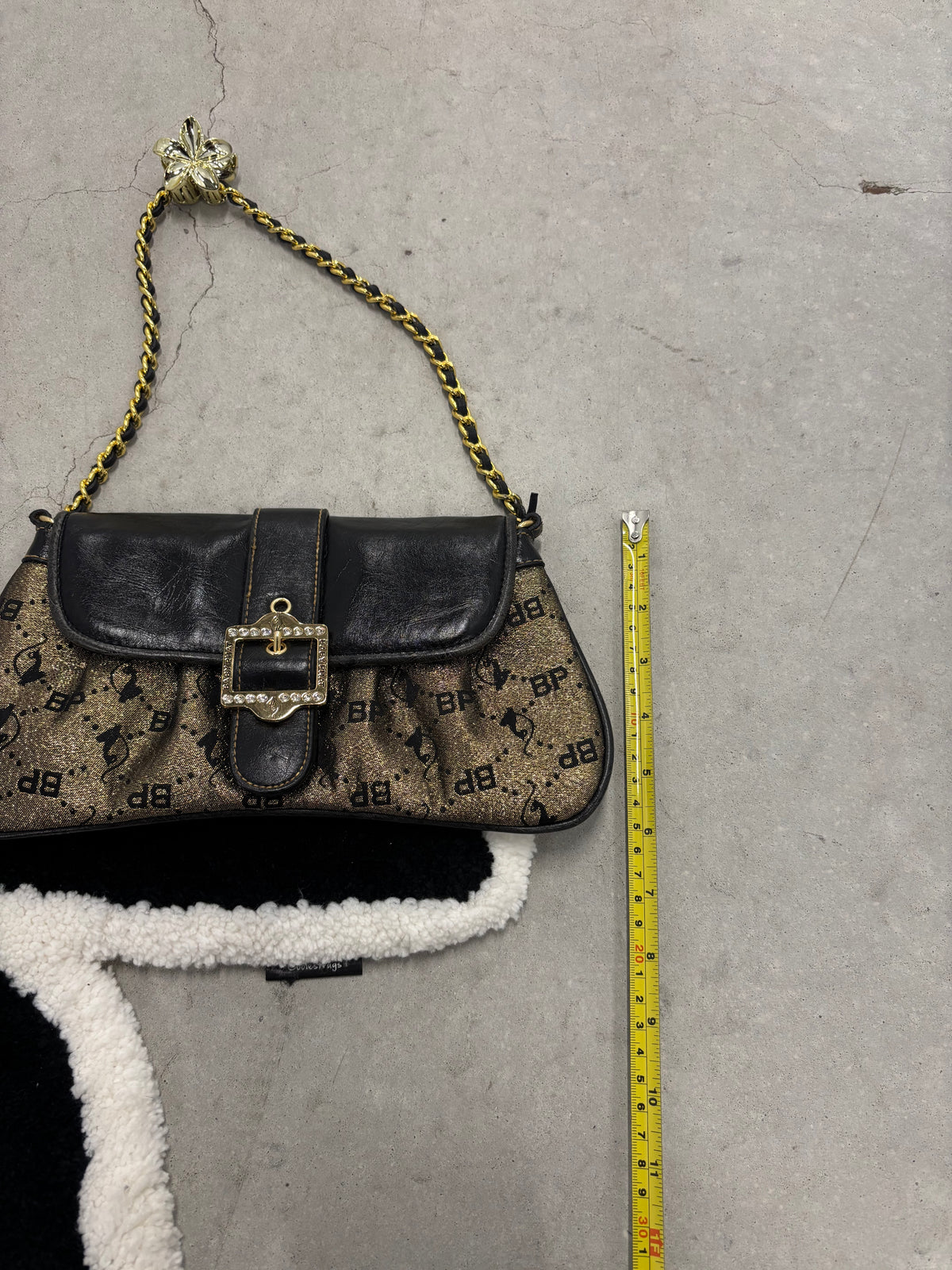 Y2K Baby Phat Monogram Chain Bag Gold And Black