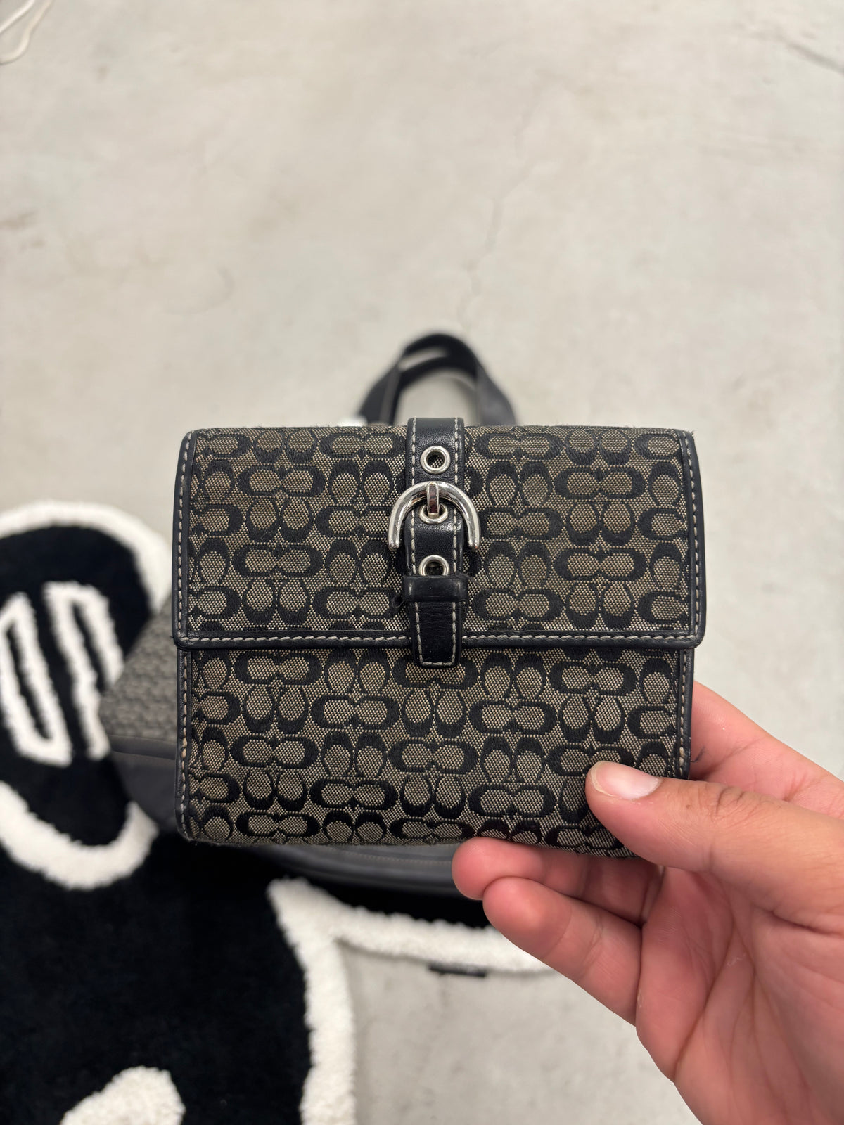 Coach Signature Jacquard Tote Grey And Wallet