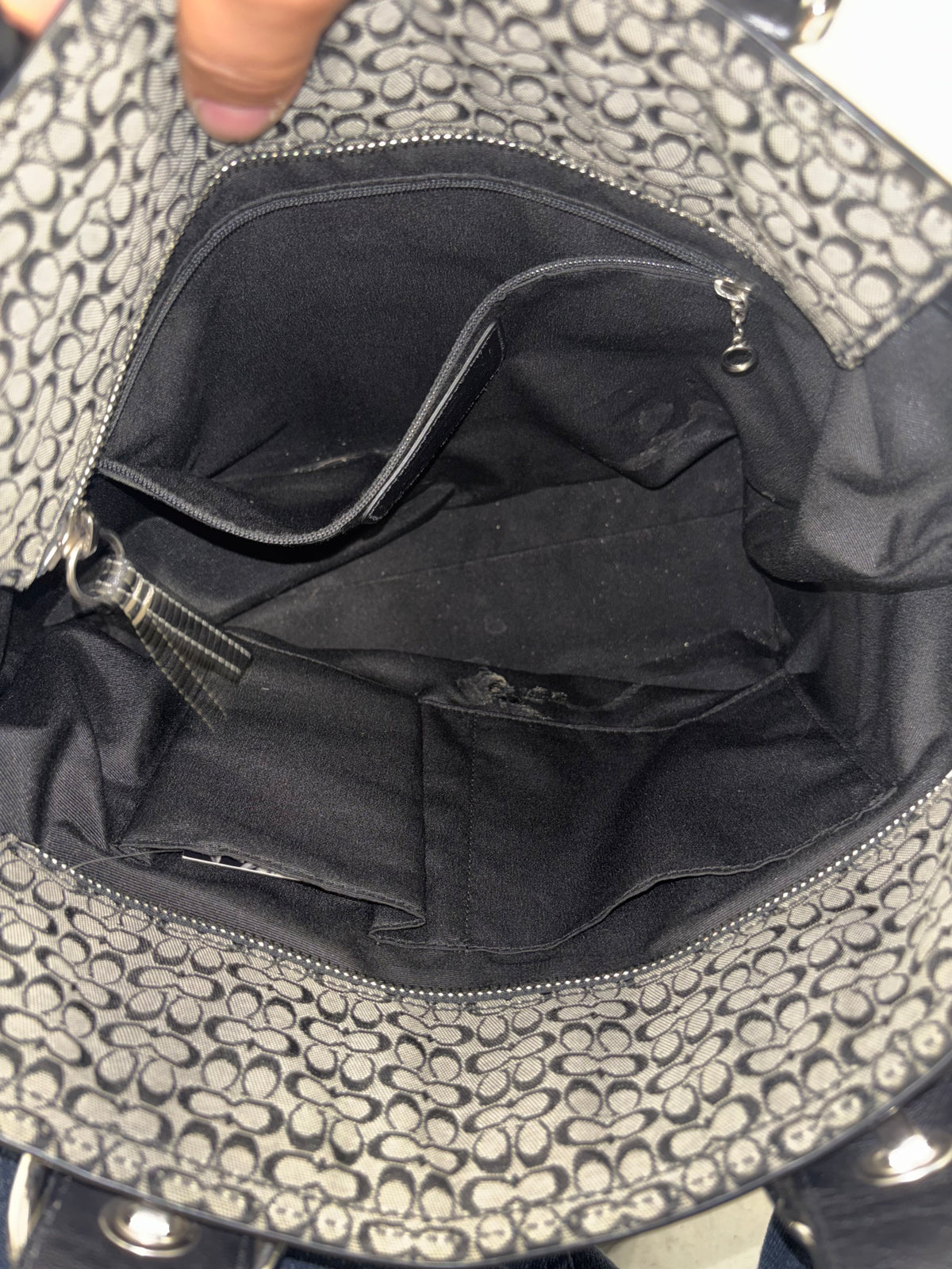 Coach Signature Jacquard Tote Grey And Wallet