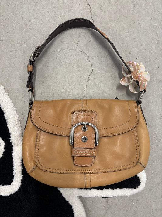 Coach Soho Leather Shoulder Bag Camel