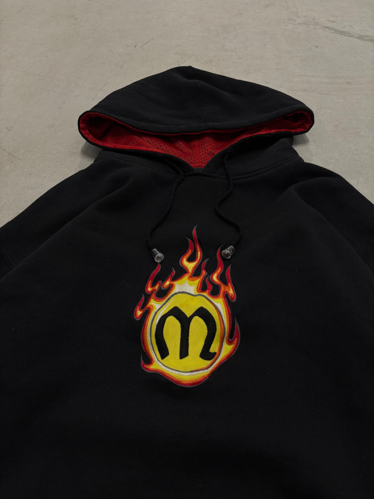 Mecca Jeans Flame Logo Hoodie Black Sz XL (Day 9)