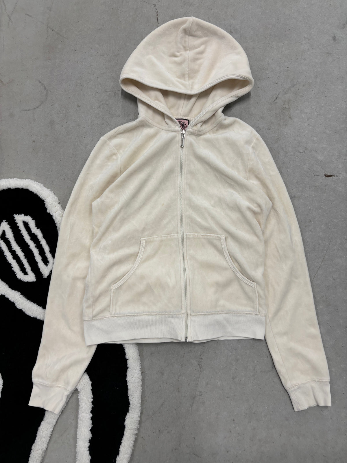Juicy Couture Velour Zip Hoodie Cream Sz Large (Day 9)