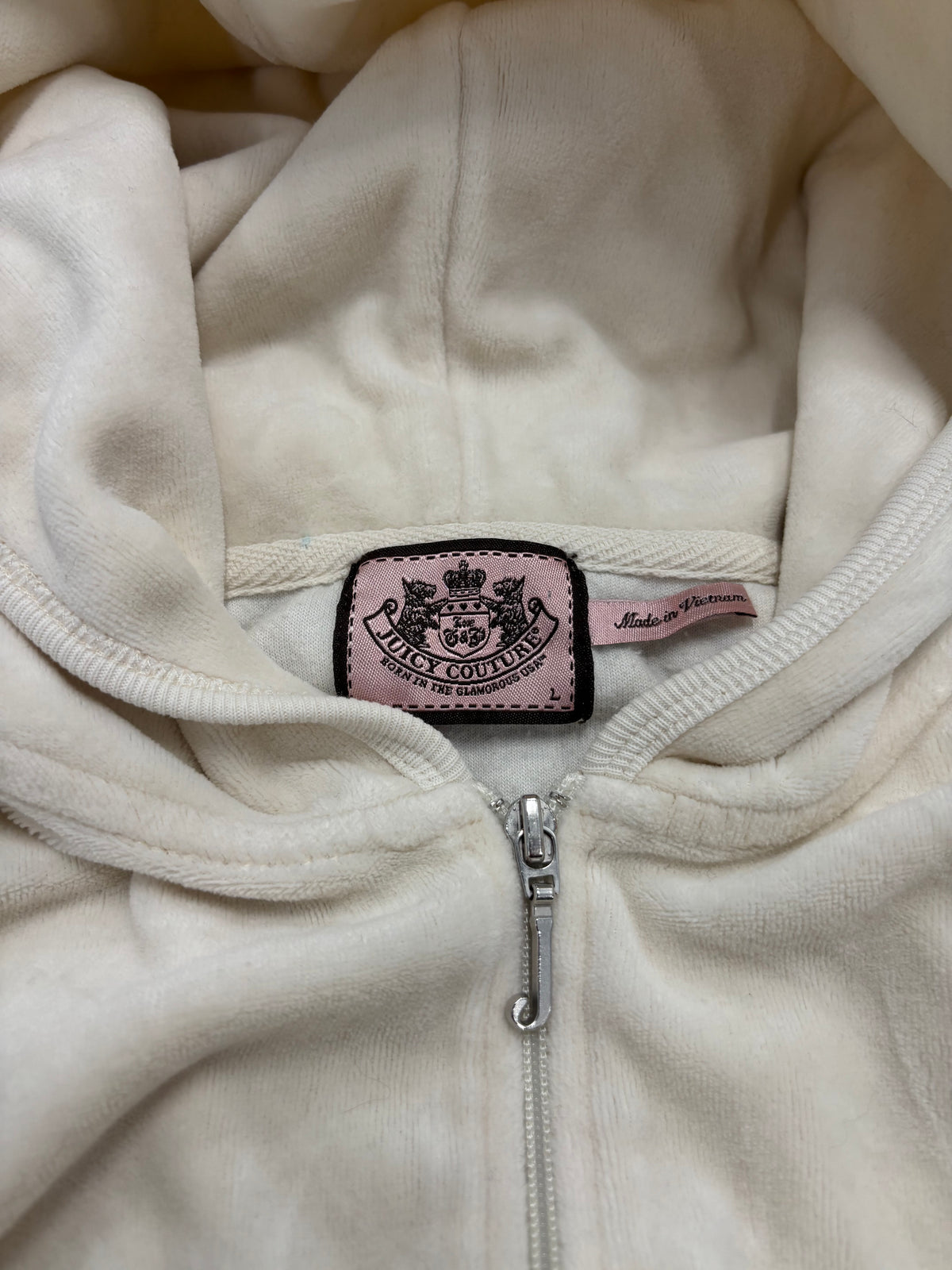 Juicy Couture Velour Zip Hoodie Cream Sz Large (Day 9)