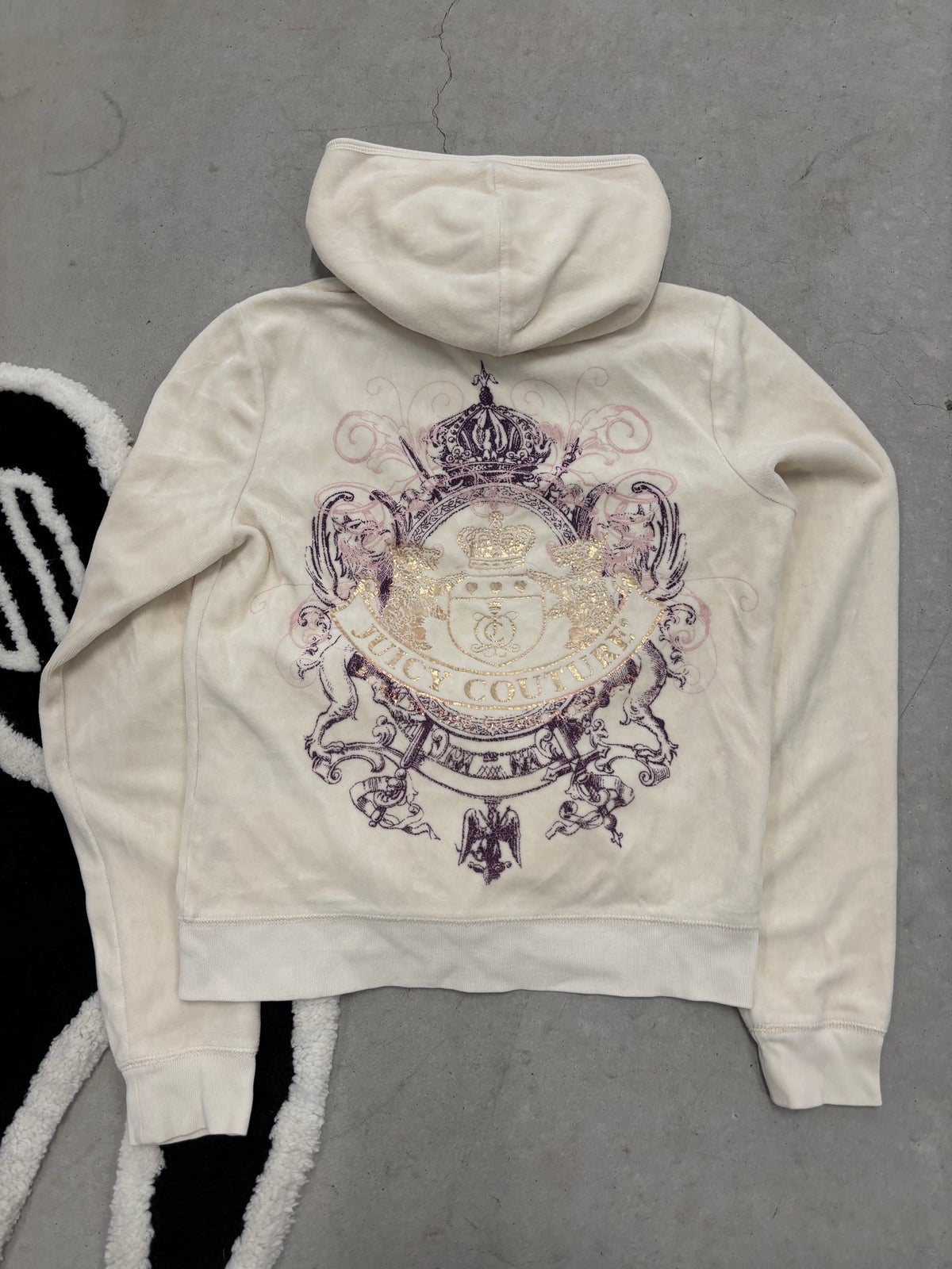 Juicy Couture Velour Zip Hoodie Cream Sz Large (Day 9)