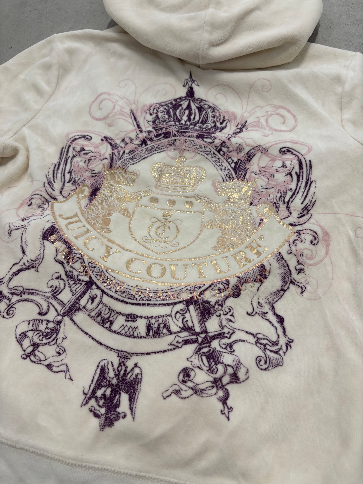 Juicy Couture Velour Zip Hoodie Cream Sz Large (Day 9)