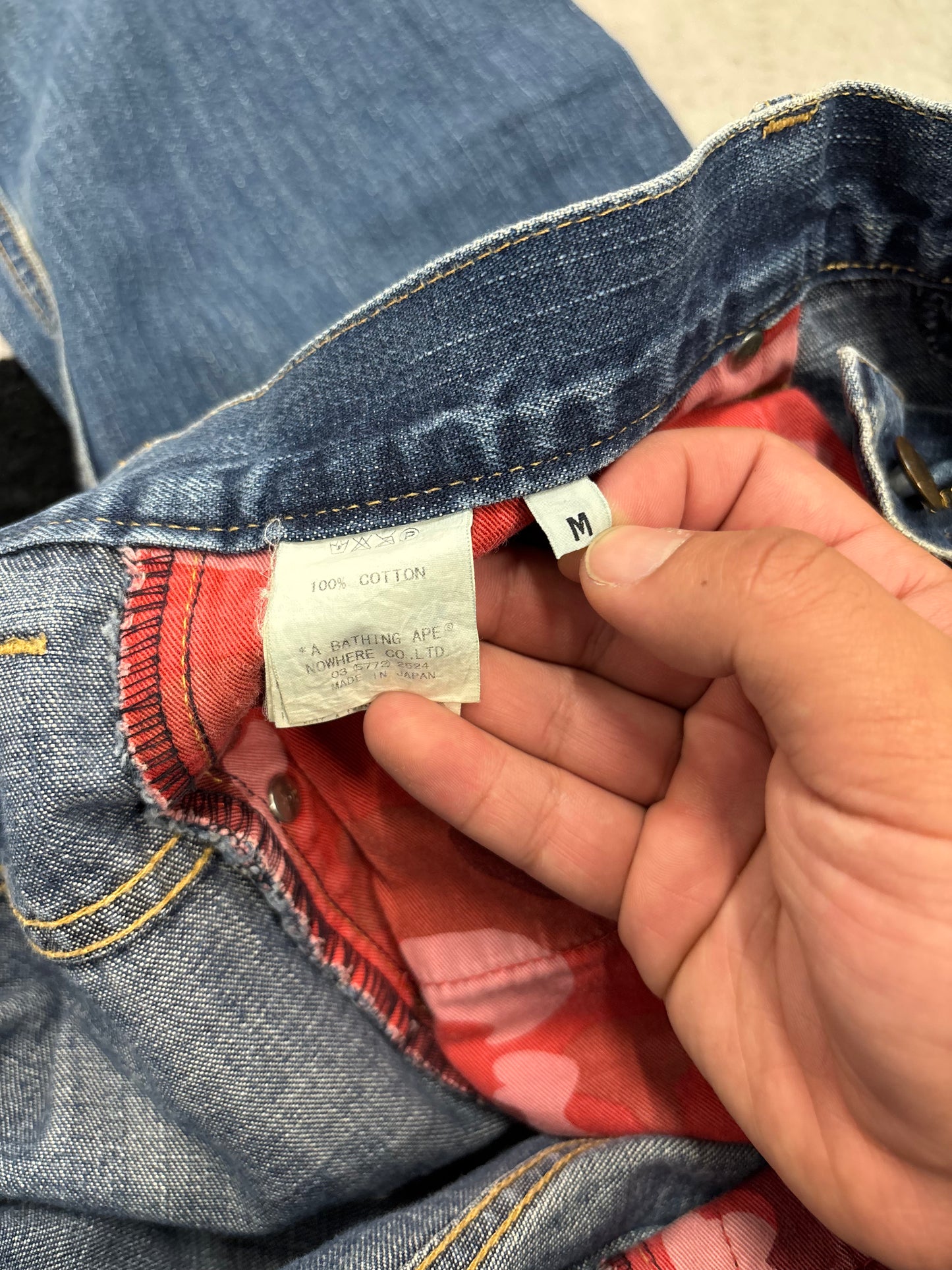 BAPESTA Star & Lightning Patch Denim Jeans 33x32