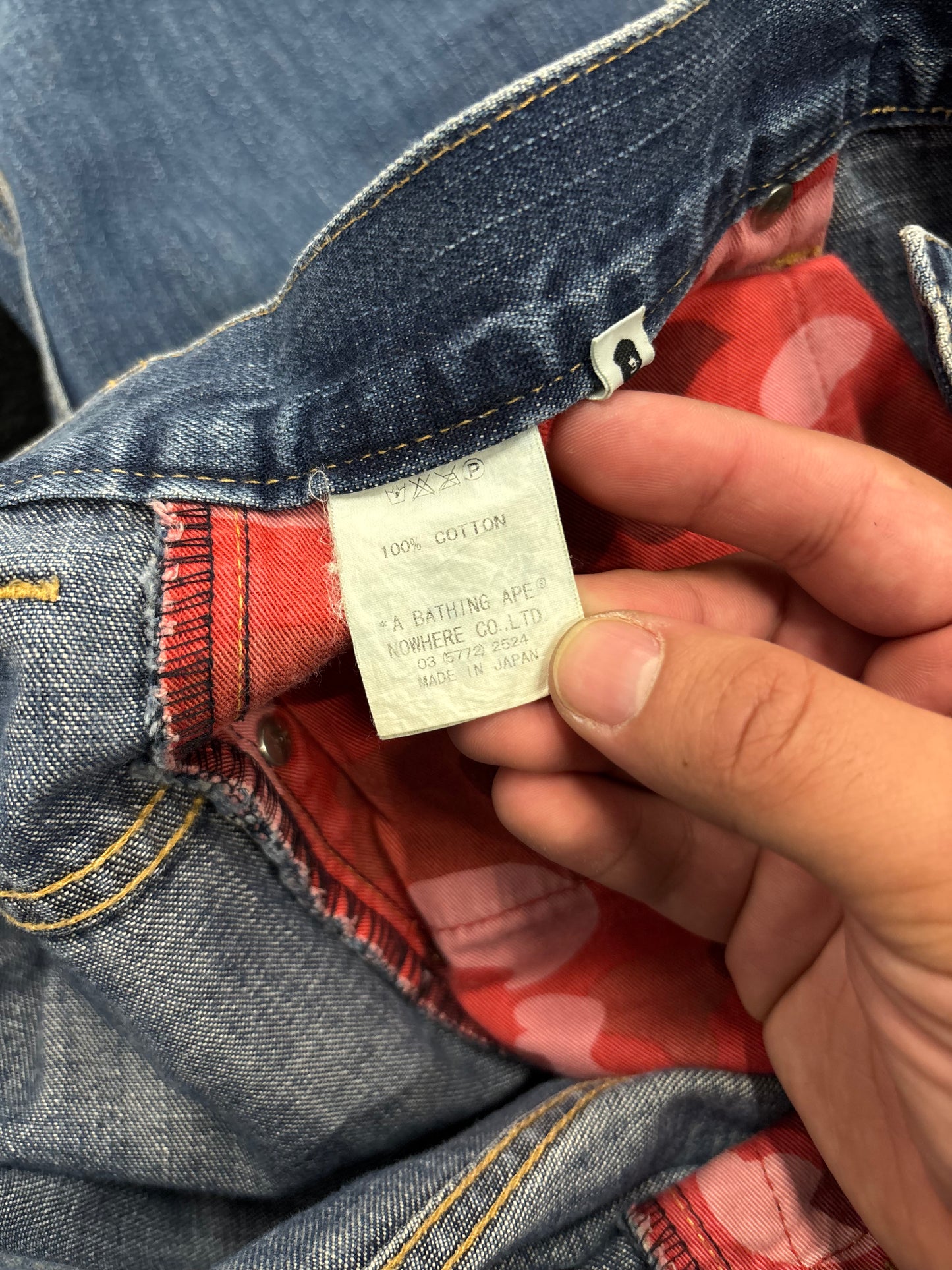 BAPESTA Star & Lightning Patch Denim Jeans 33x32