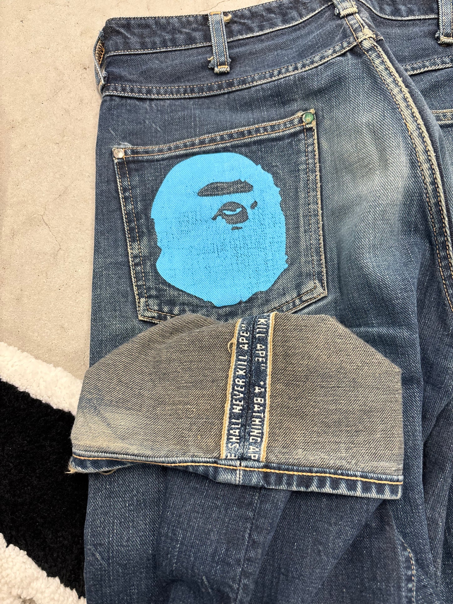 BAPE Ape Head Patch Denim Jeans Blue Sz 32x32