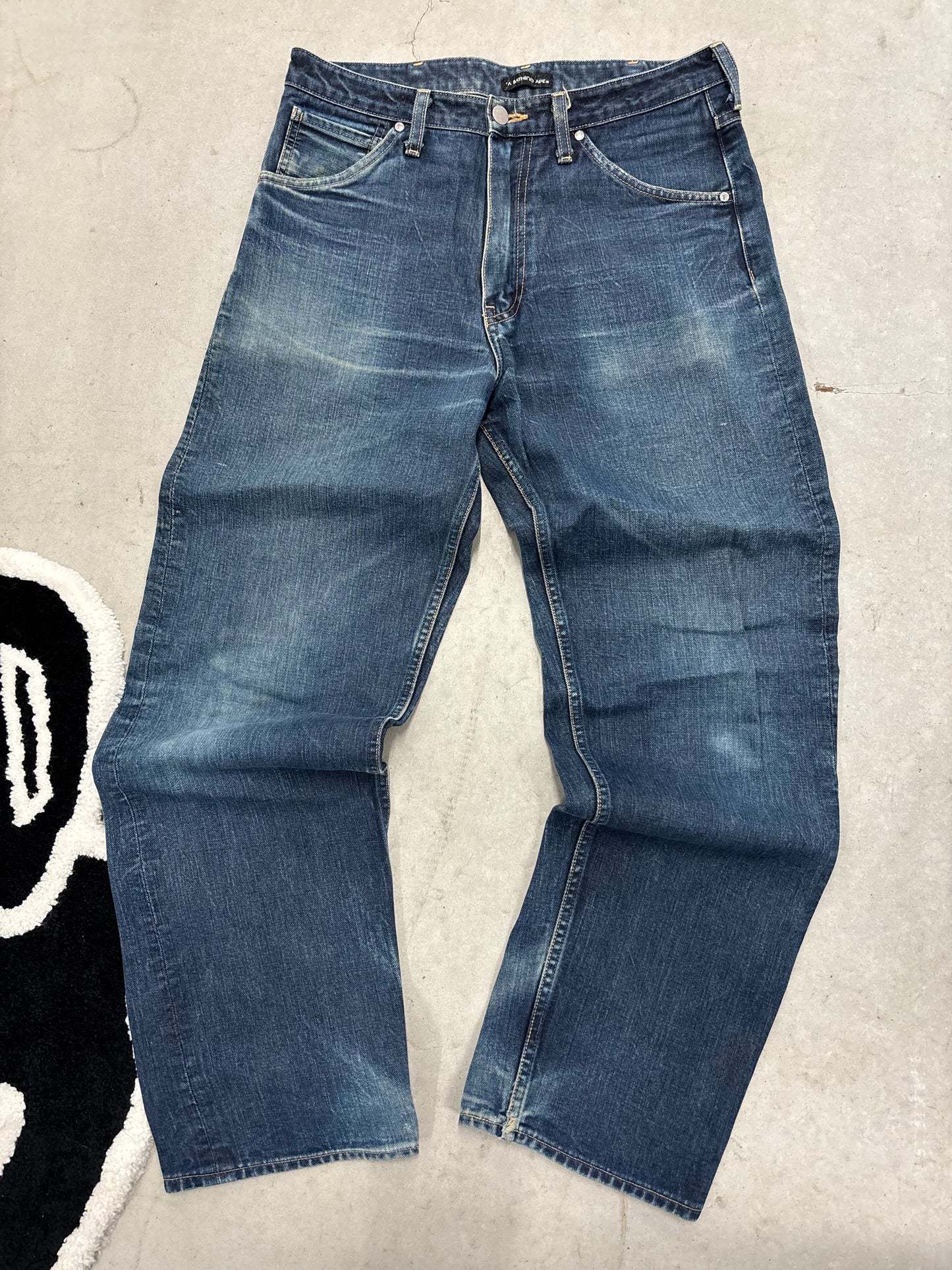 BAPE Ape Head Patch Denim Jeans Blue Sz 32x32