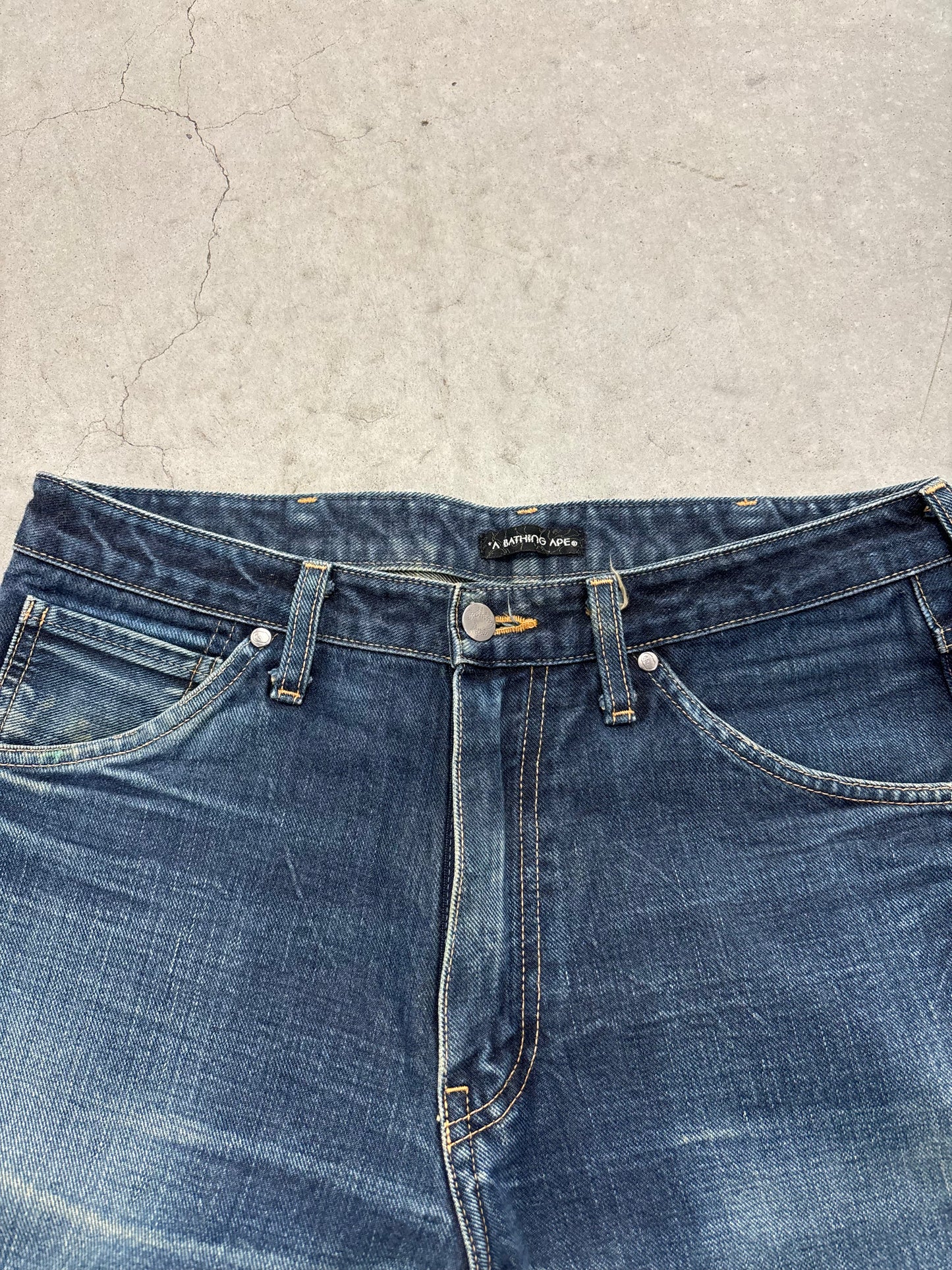 BAPE Ape Head Patch Denim Jeans Blue Sz 32x32