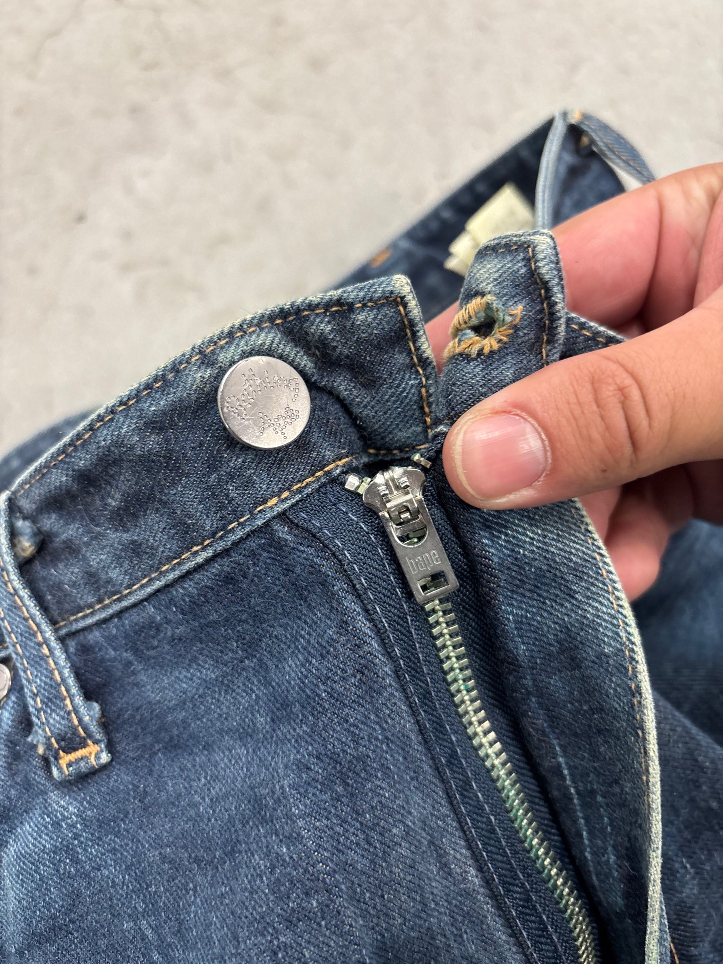 BAPE Ape Head Patch Denim Jeans Blue Sz 32x32