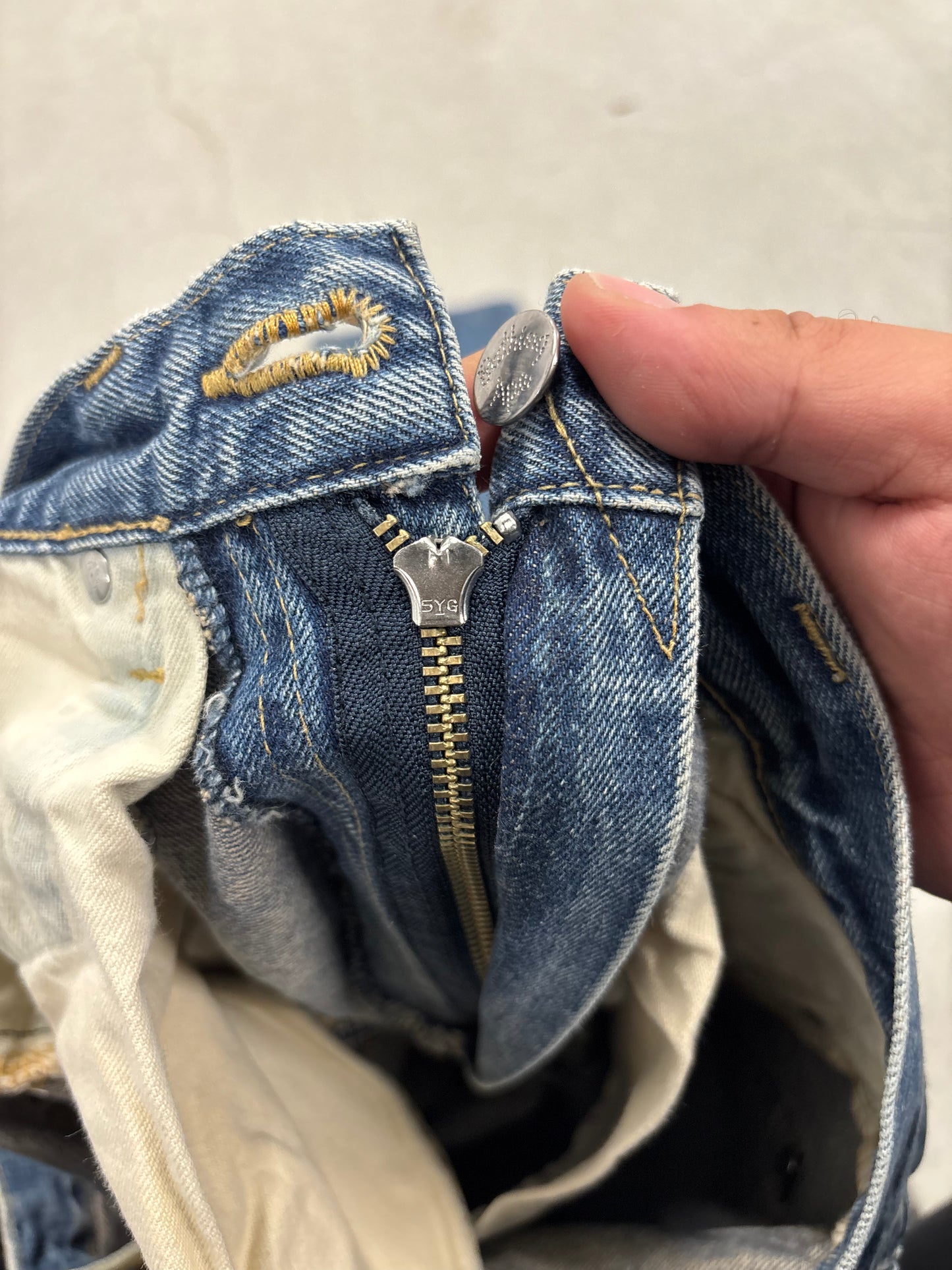 BAPE x Kaws Ape Head Patch Denim Jeans Grey Sz 34