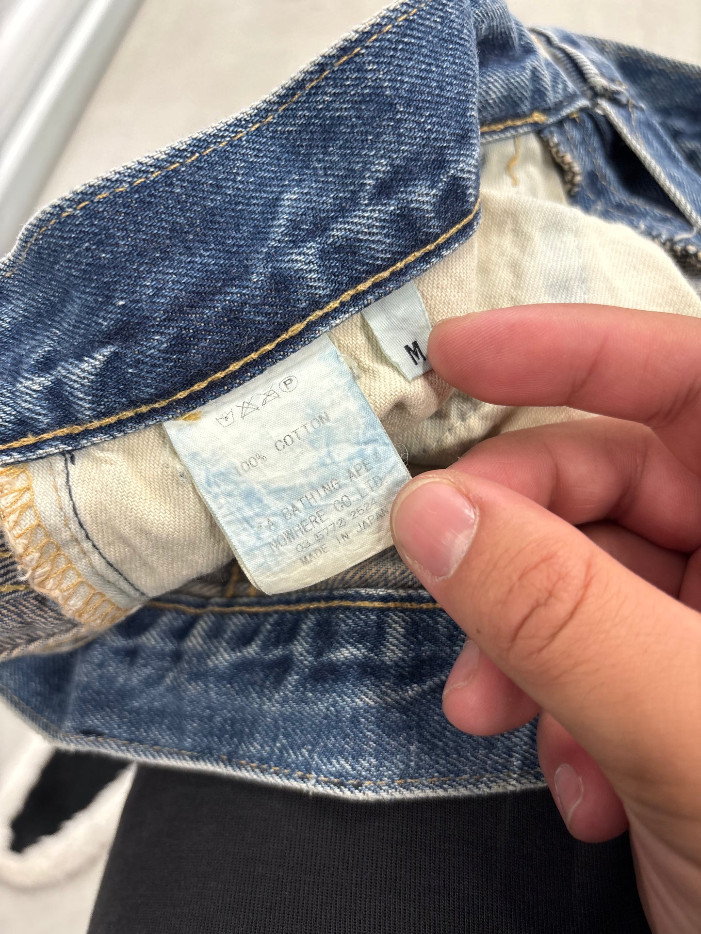 BAPE x Kaws Ape Head Patch Denim Jeans Grey Sz 34