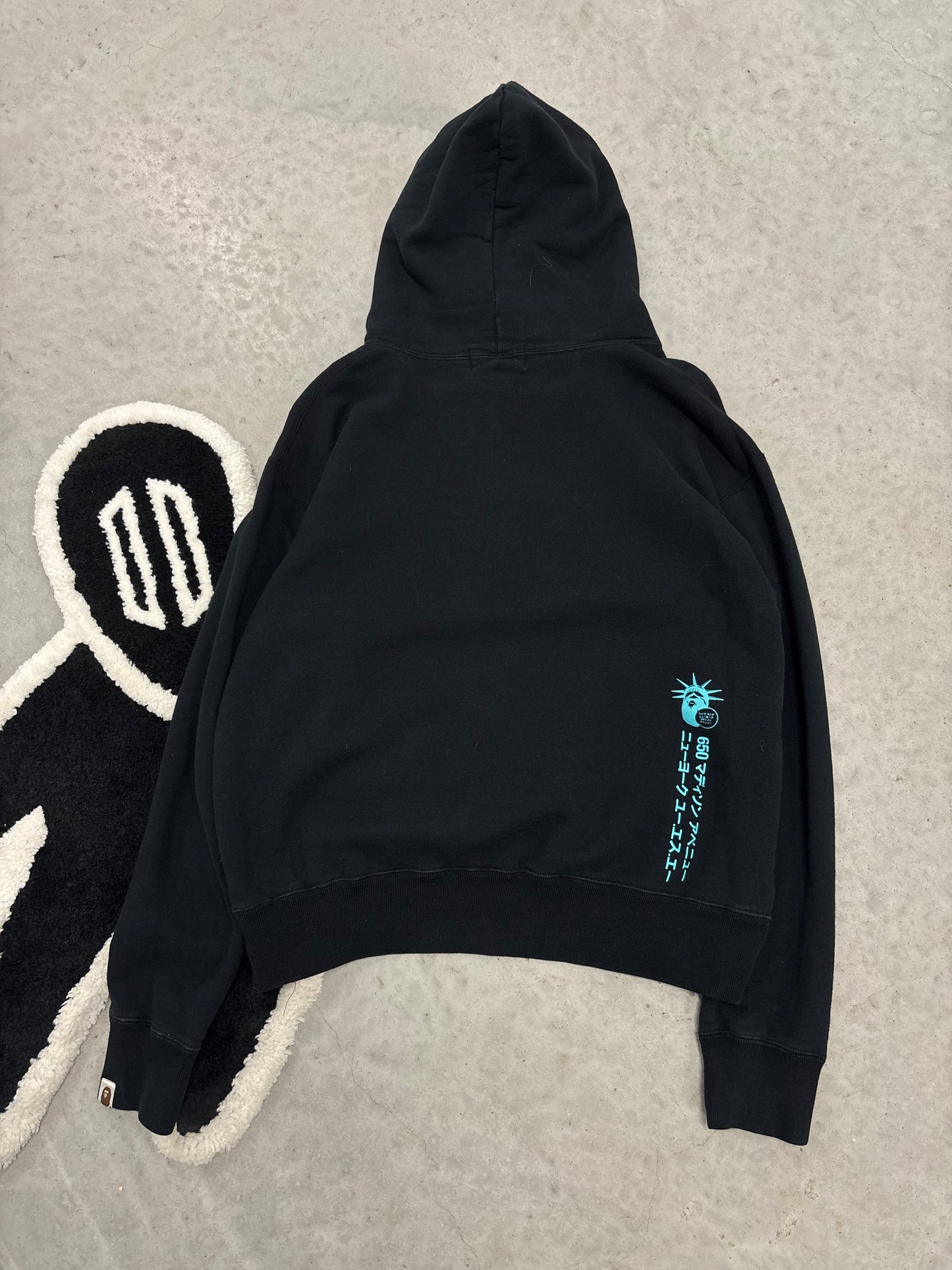 A Bathing Ape BAPE Harajuku Tokyo Mount Fuji Black Hoodie Men's Sz Large